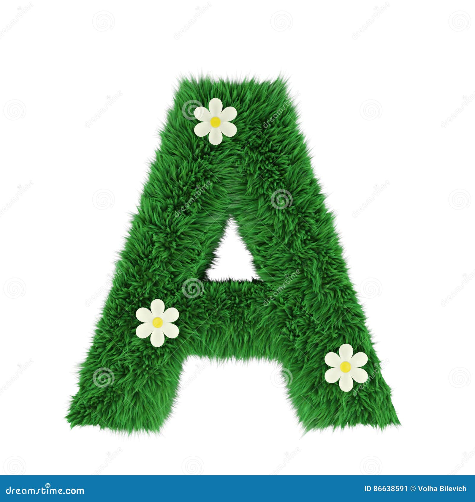 Grass Letter a Isolated on White. 3d Render Stock Illustration ...