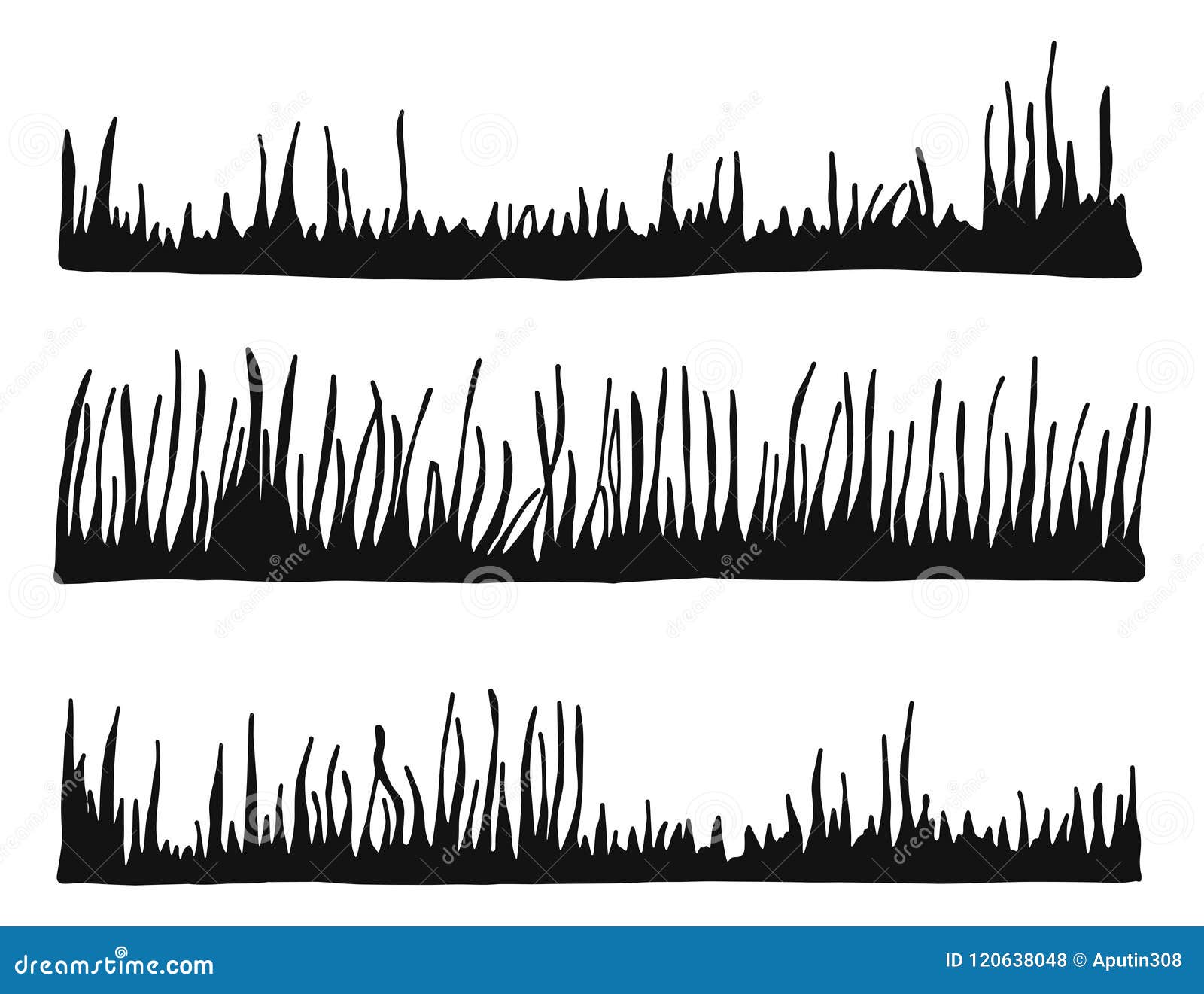 Grass Set Lawn Vector Silhouette Isolated Stock Vector - Illustration