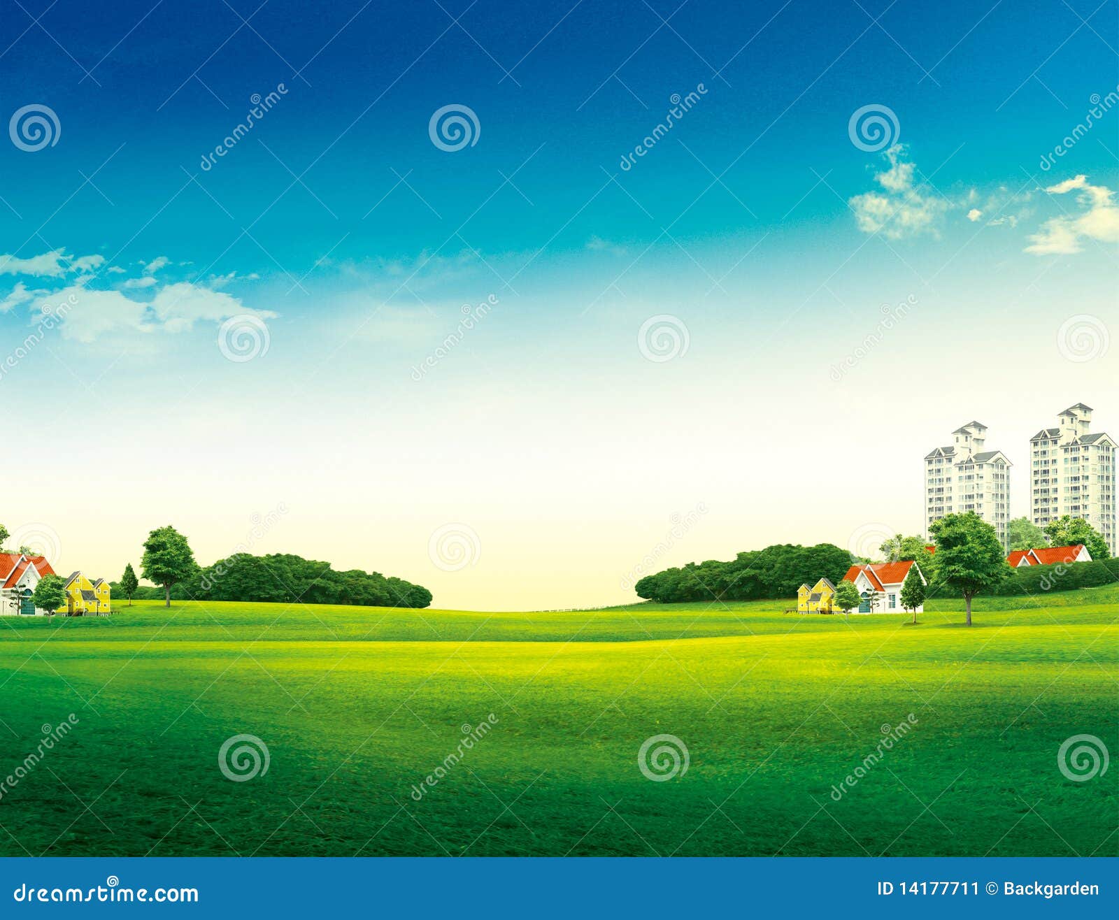 Grassland with house stock image. Image of apartment 14177711