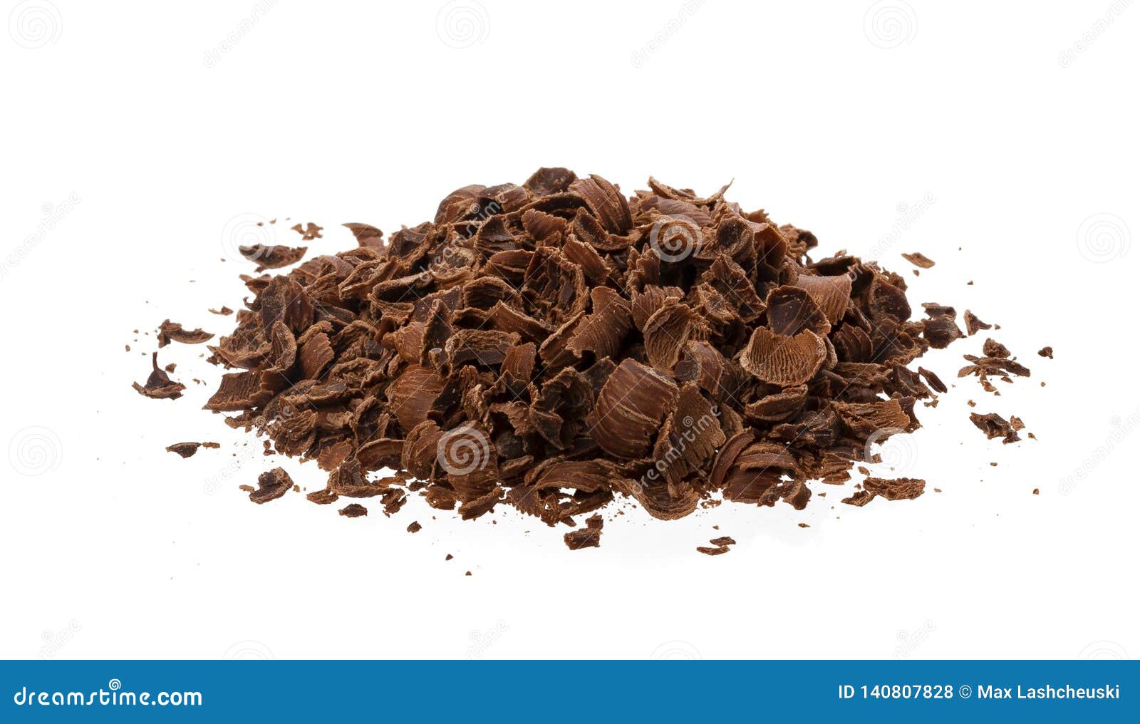 Grated Chocolate. Heap Of Ground Chocolate Isolated On White Background