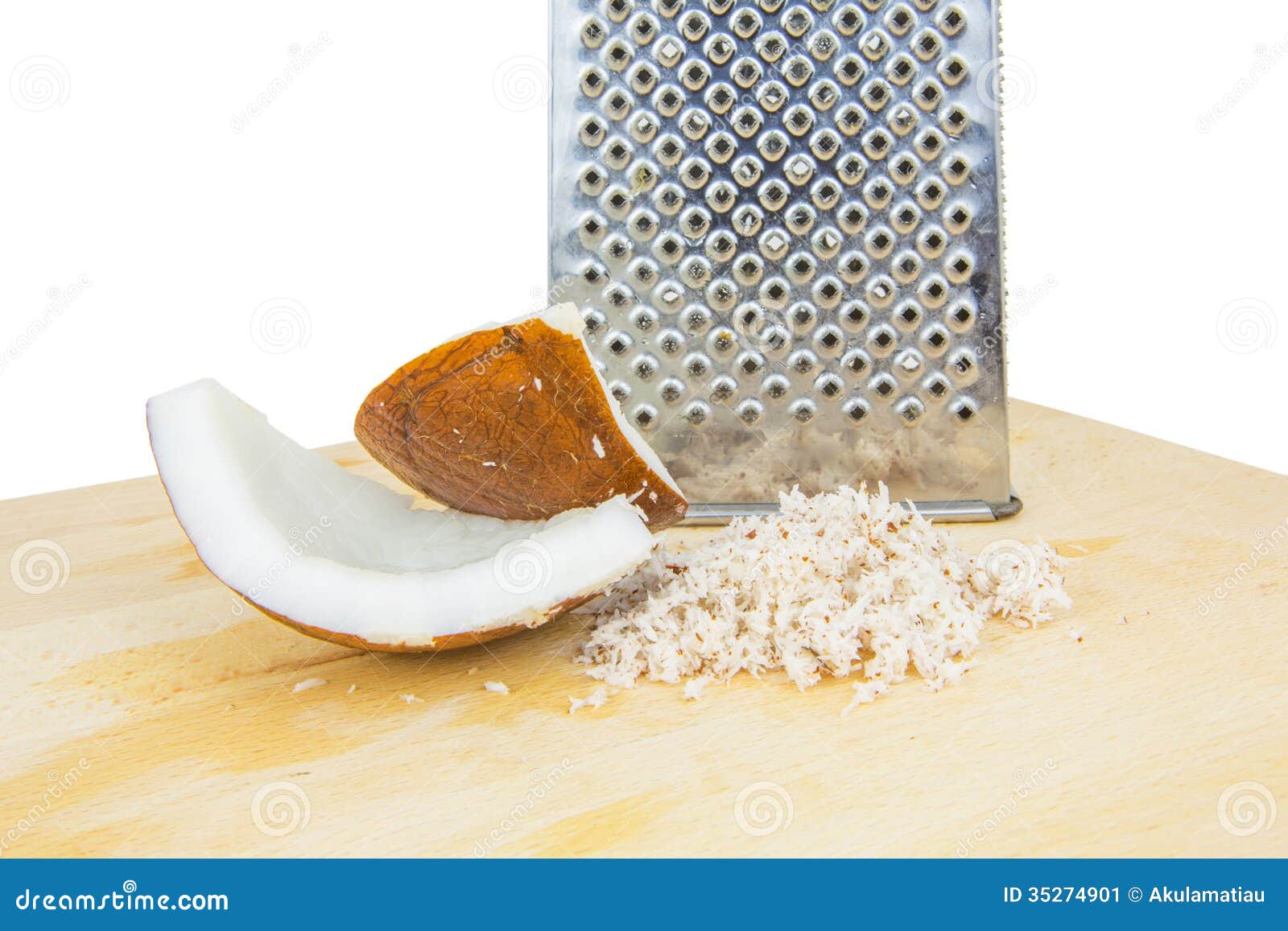 Grated Coconut and Grater II Stock Image Image of natural, steel