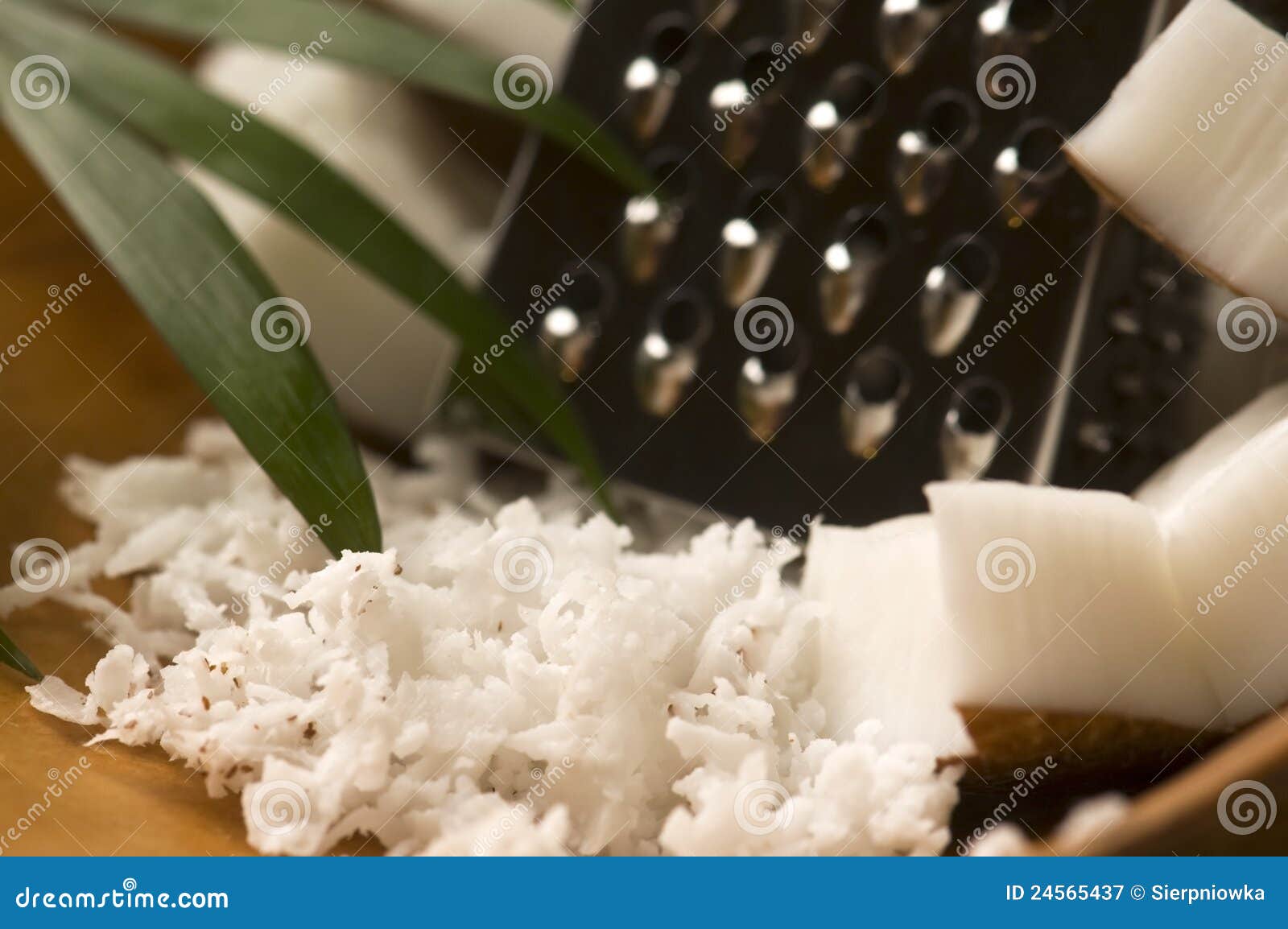 Grated Coconut with Grater and Nut Stock Image Image of coconut