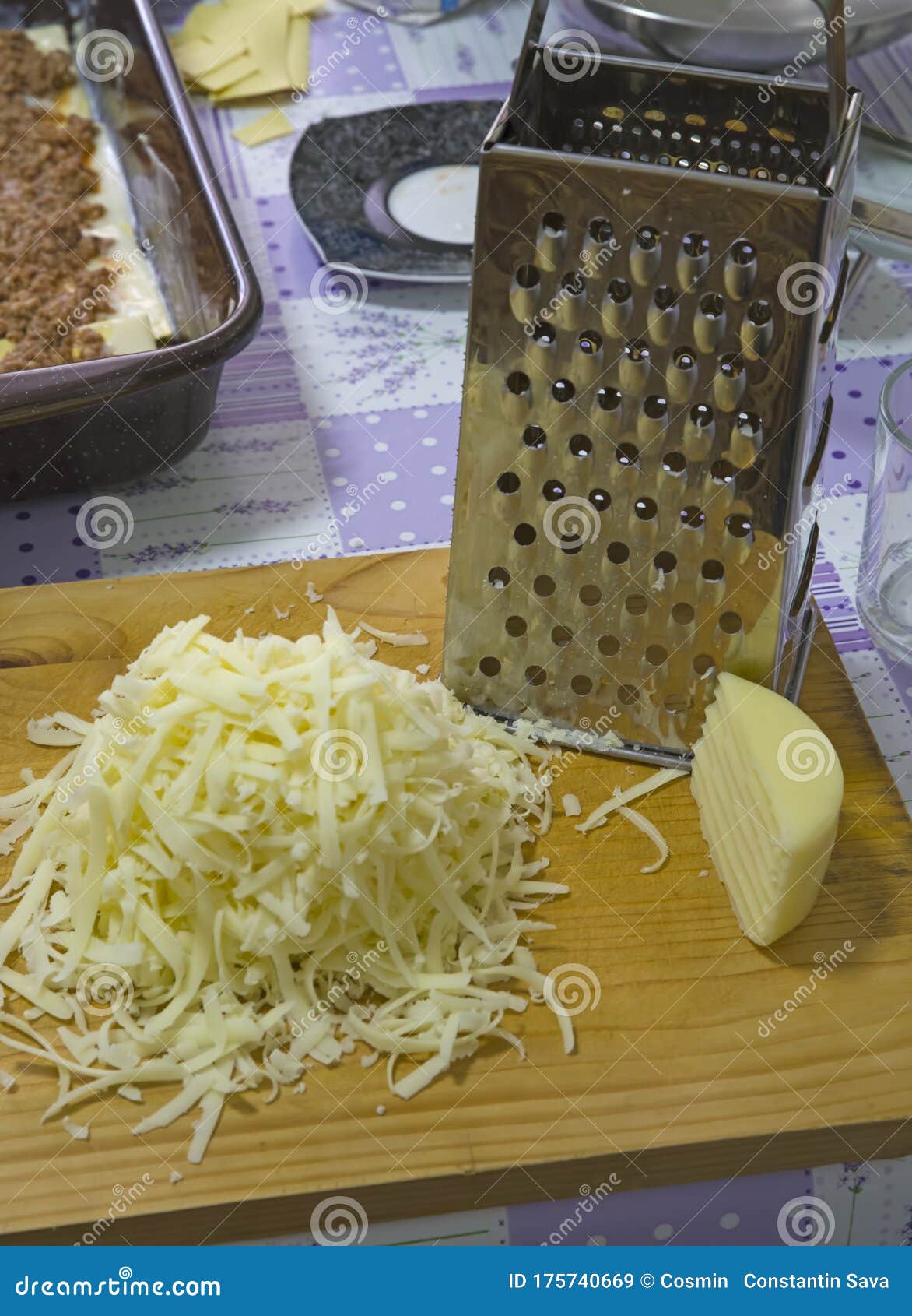 Grated Hard Cheese in the Kitchen Stock Image Image of grater