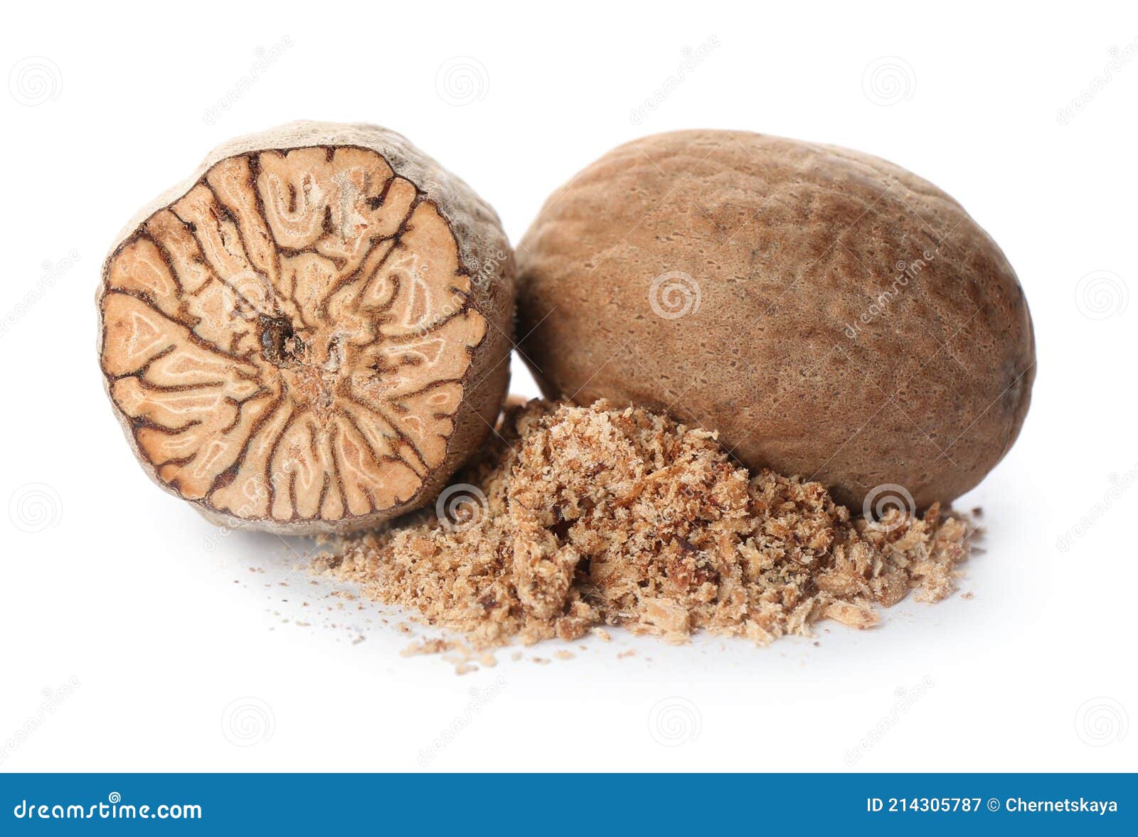 Grated Nutmeg and Seeds Isolated on White Stock Image Image of ground