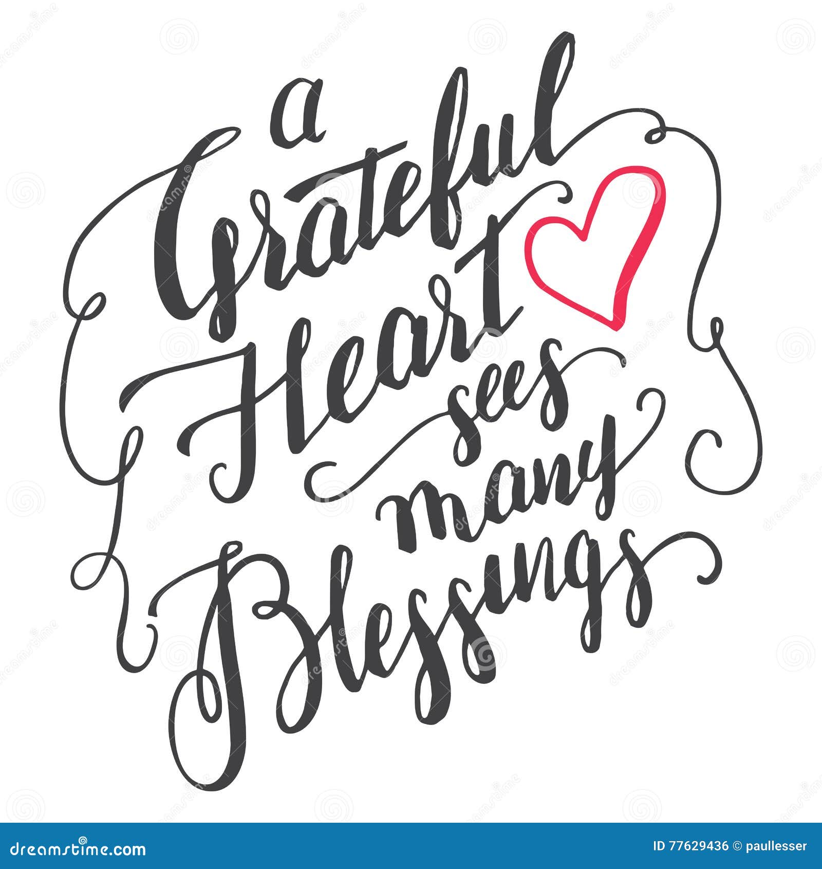 grateful heart sees many blessings calligraphy