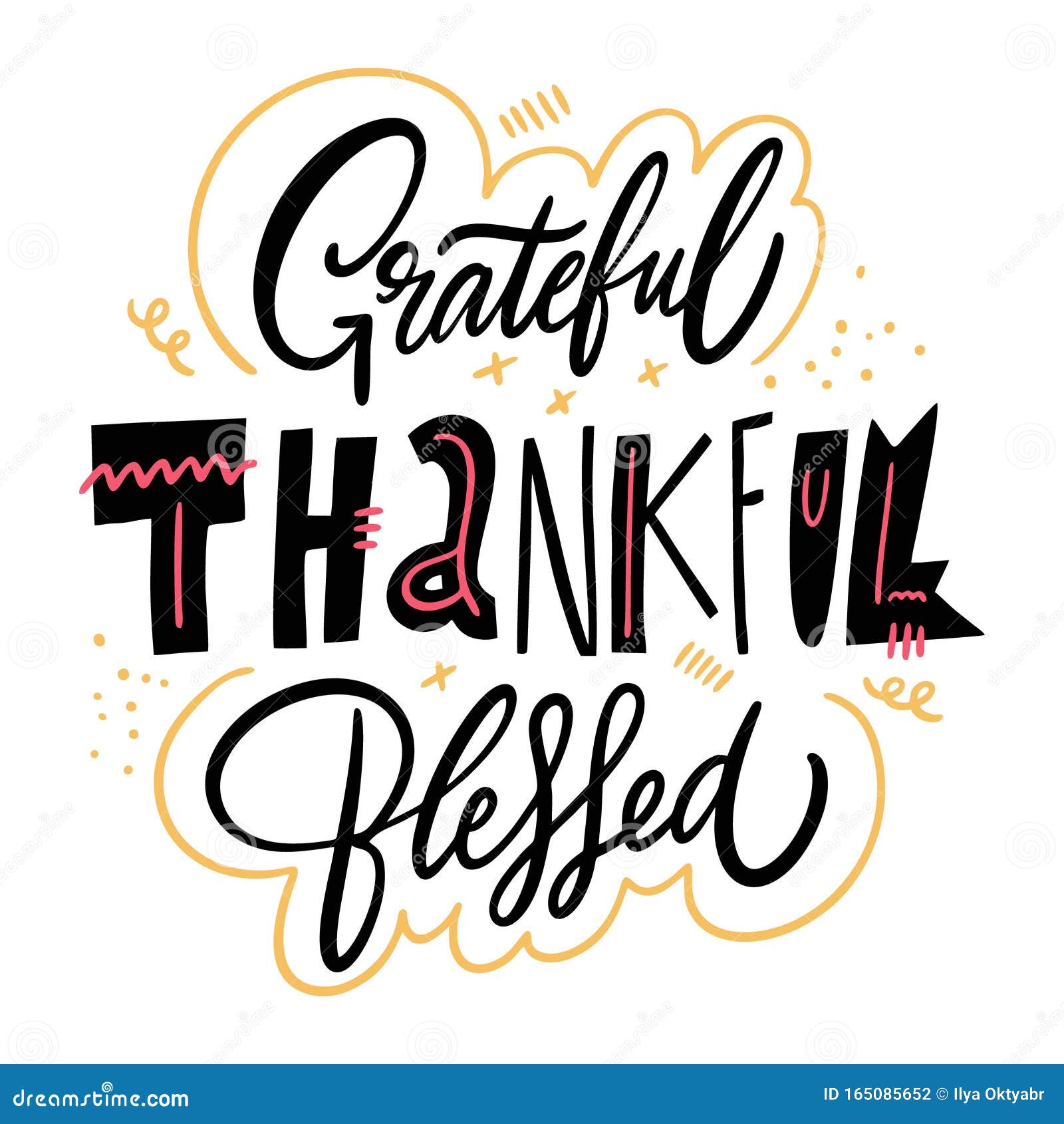 Download Grateful Thankful Blessed. Motivation Lettering Phrase ...