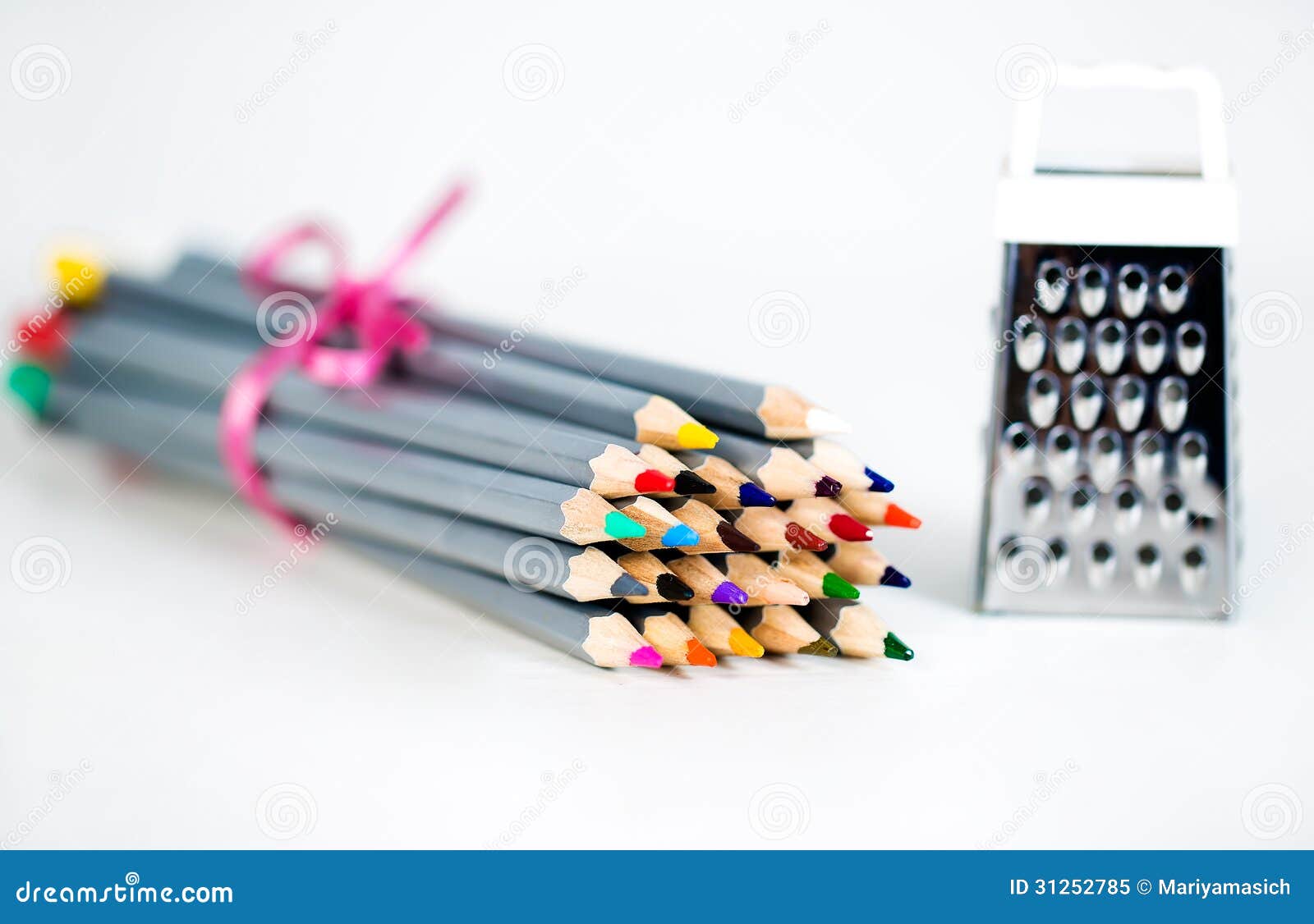 Colored pencils on a white background, Stock image