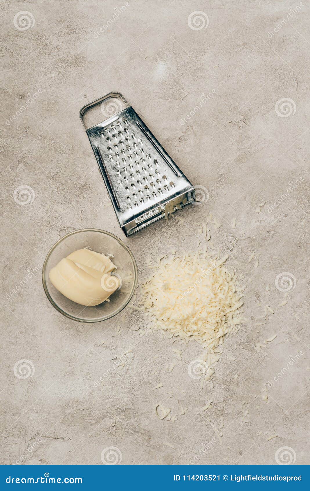 Grater and Piece of Cheese in Bowl Stock Image Image of ingredient