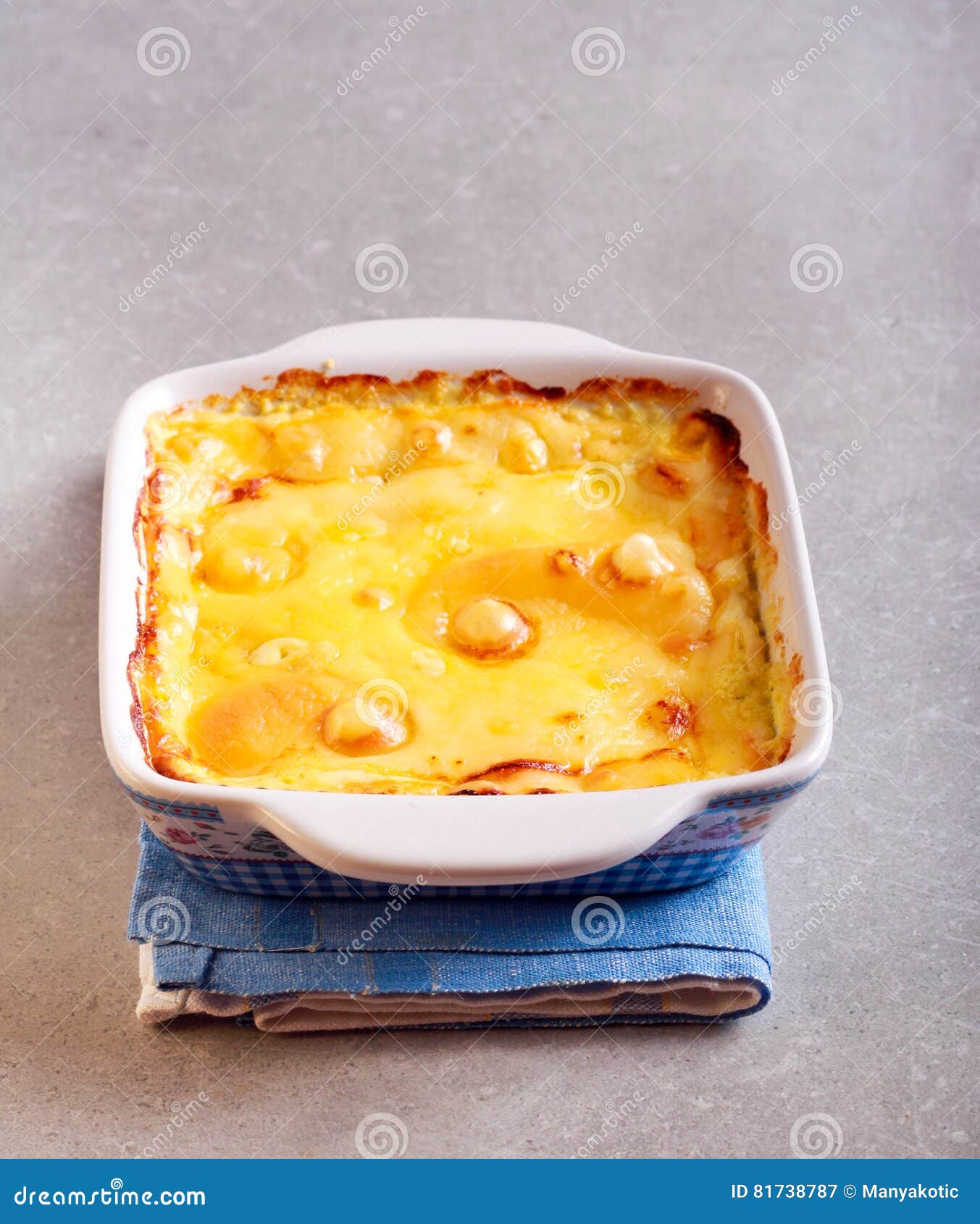 Gratin with baked cheese stock image. Image of cheese 81738787