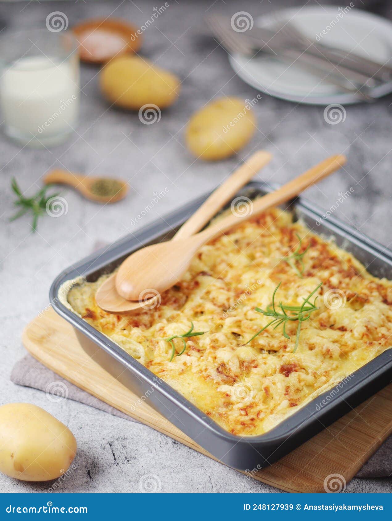French National Potato Dish Gratin Stock Image Image of casserole