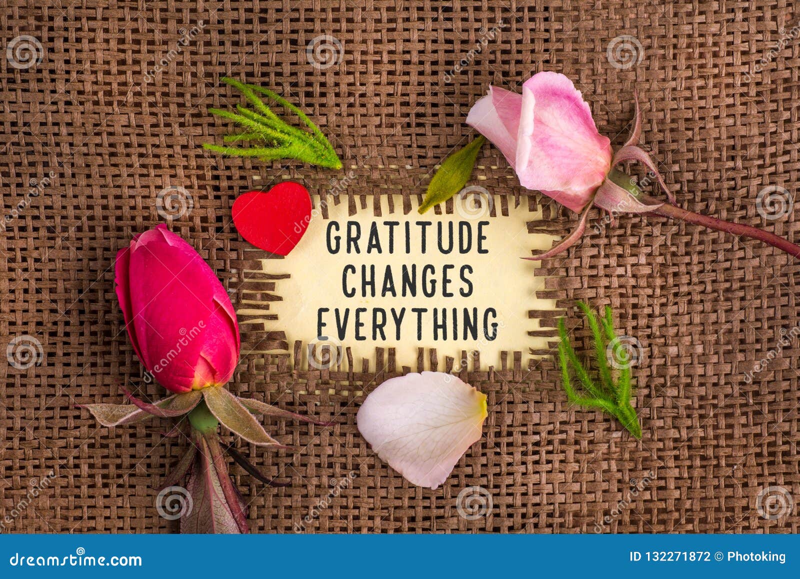 gratitude changes everything written in hole on the burlap