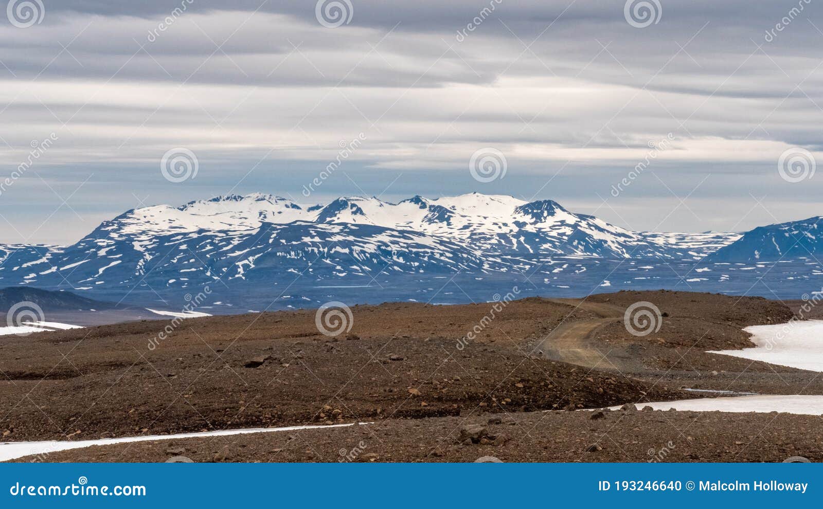 distant mountains from the top of pass through kaldidalur, west iceland