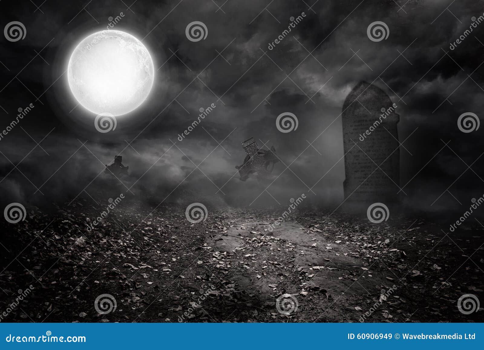 graveyard under the full moon