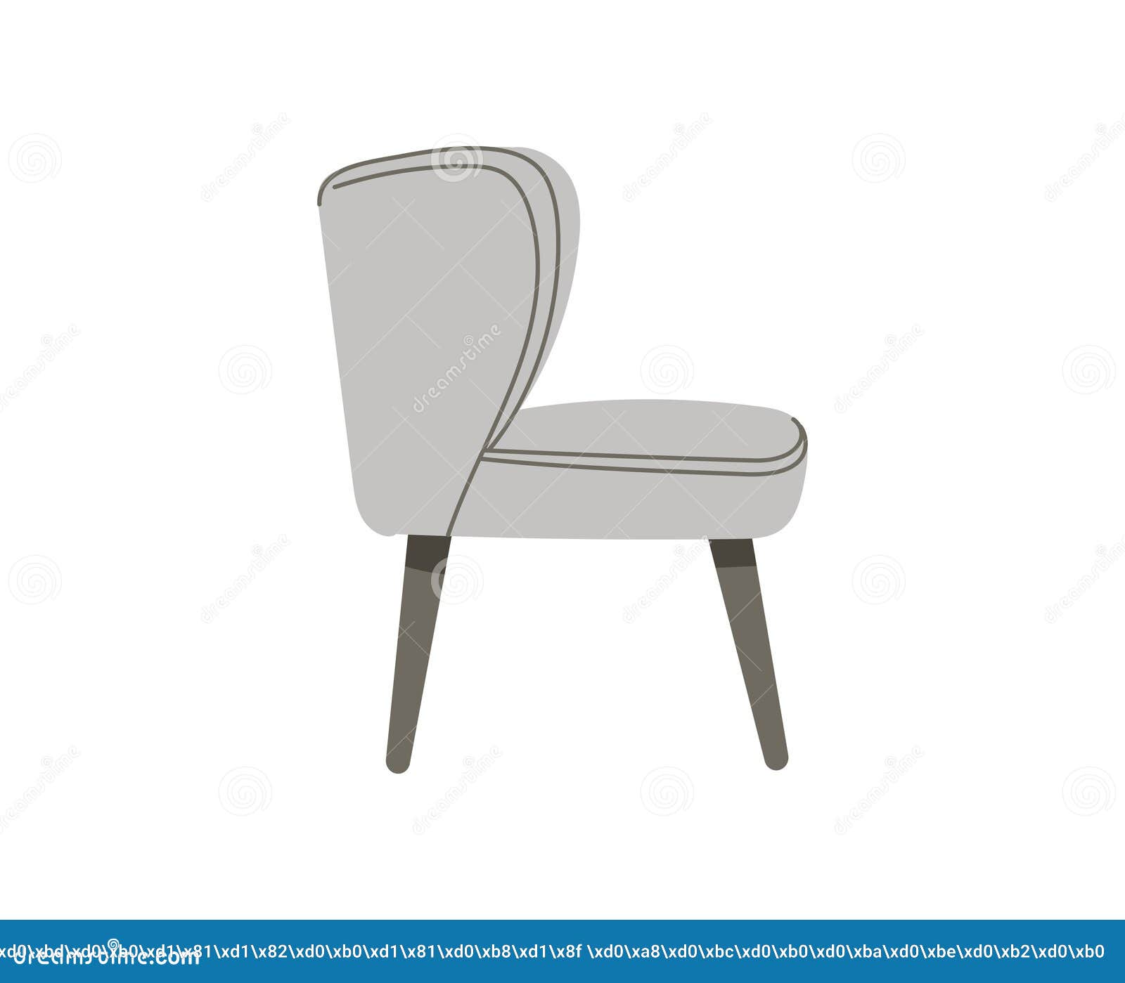 gray armchair scandinavian  on white backgroundfor the interiors of rooms.  flat style