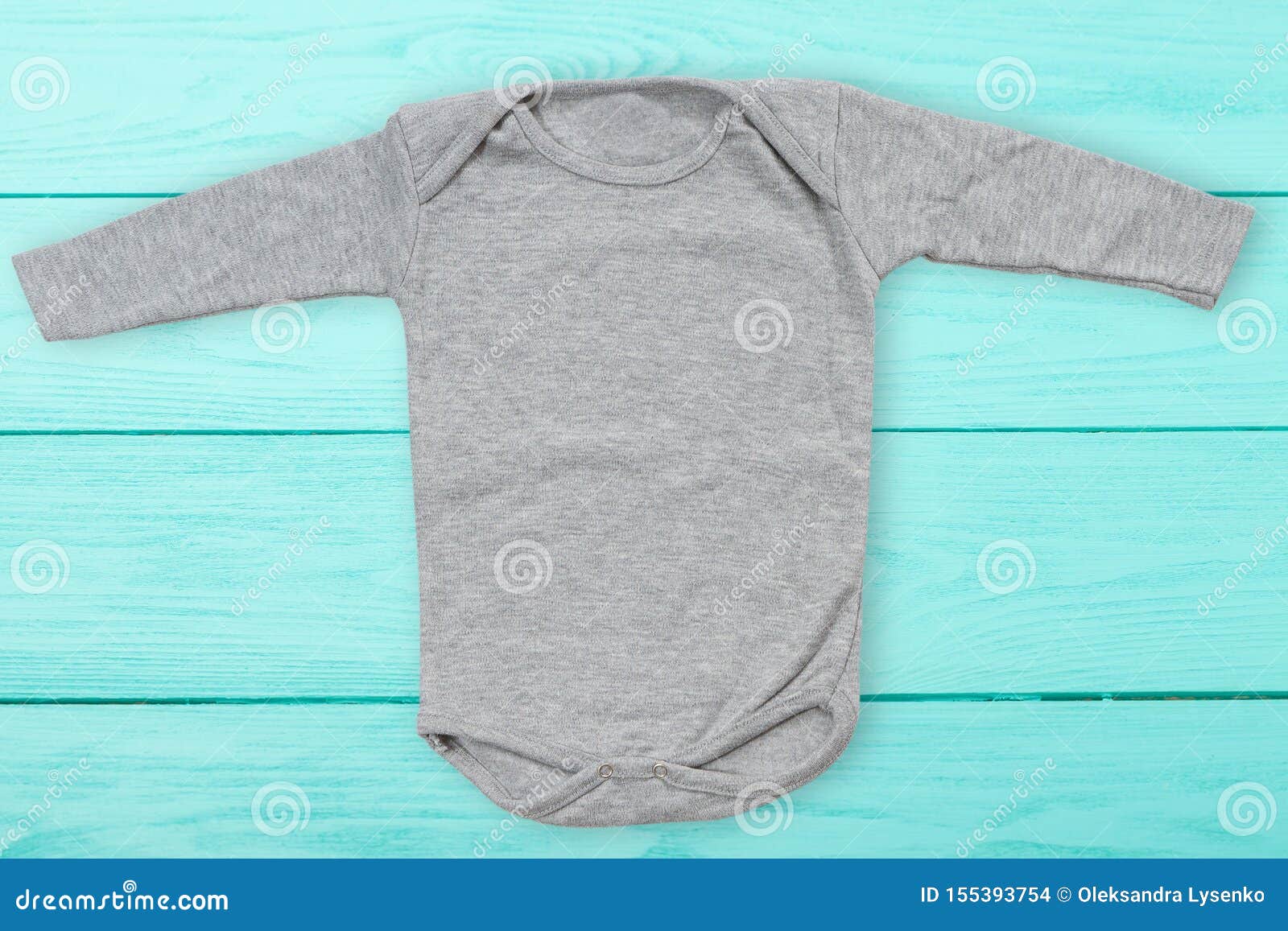Download Gray Baby Mock Up Jumpsuit On Blue Wooden Background. Baby ...