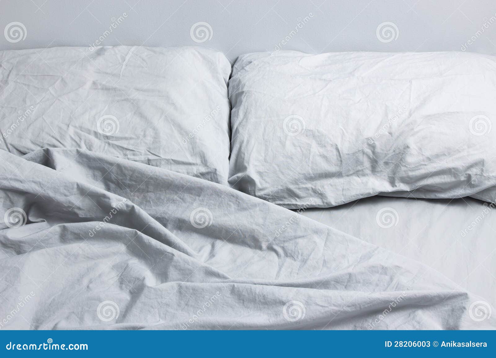 Two White Pillows On Bed Stock Photo, Picture and Royalty Free