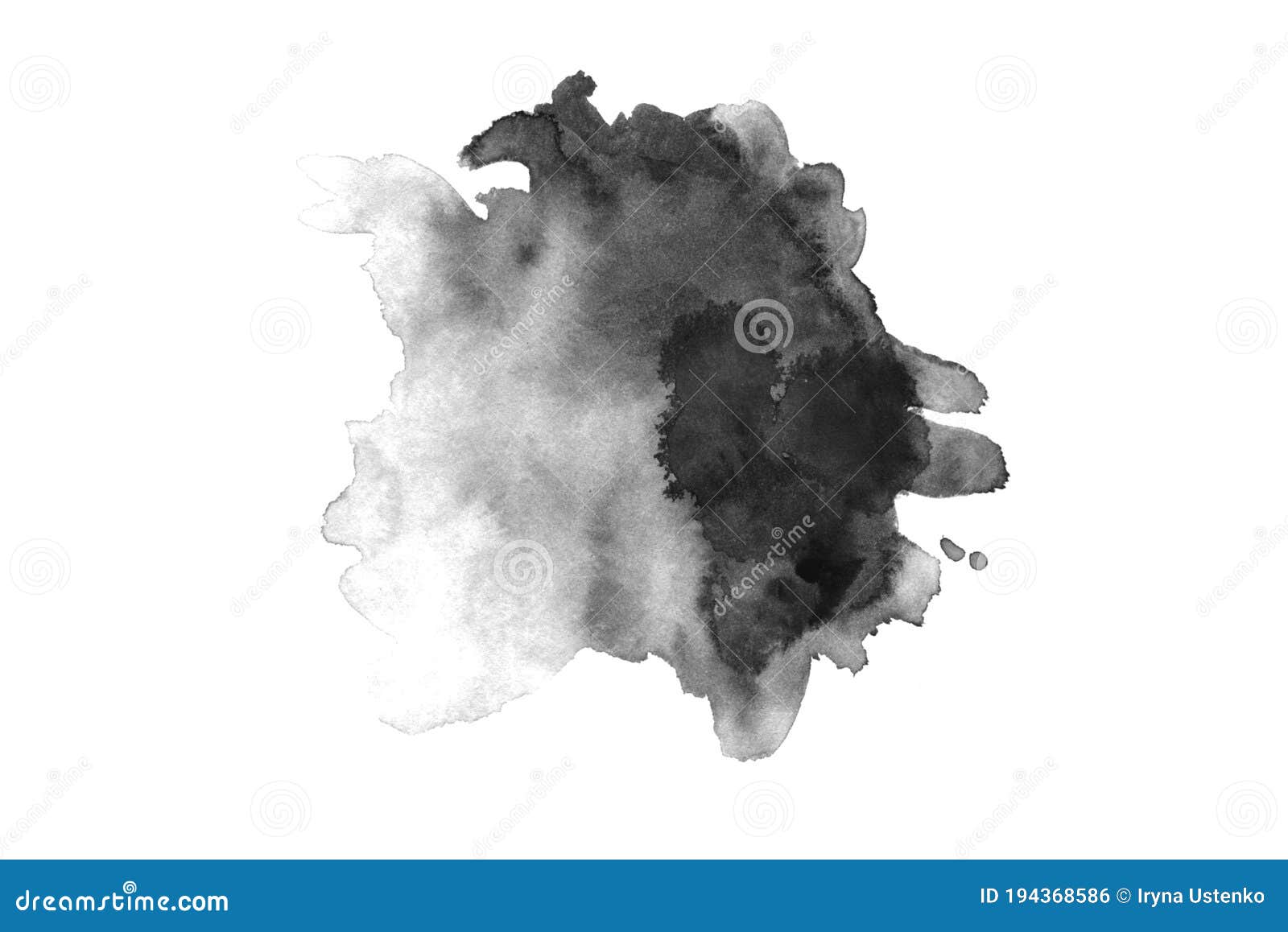 Abstract Black And White Watercolor Paint Splash Isolated On White