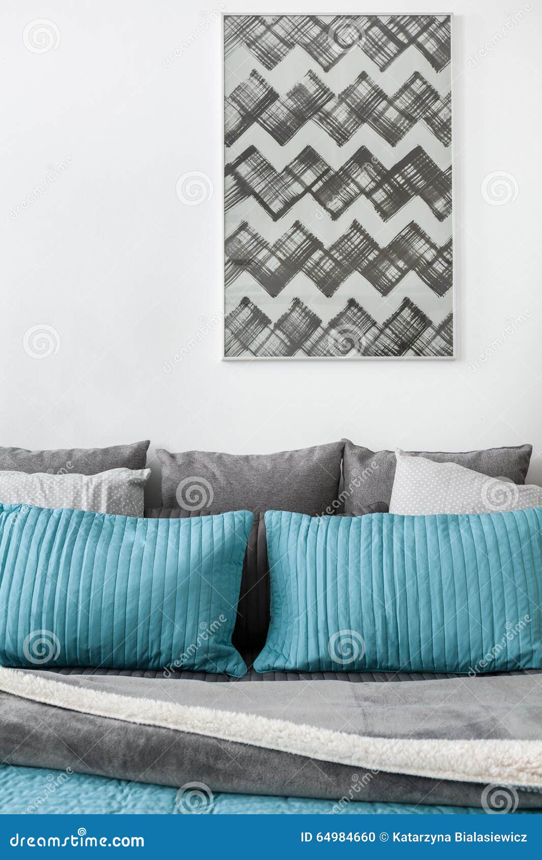 Gray and blue cushions stock photo. Image of cushions 64984660