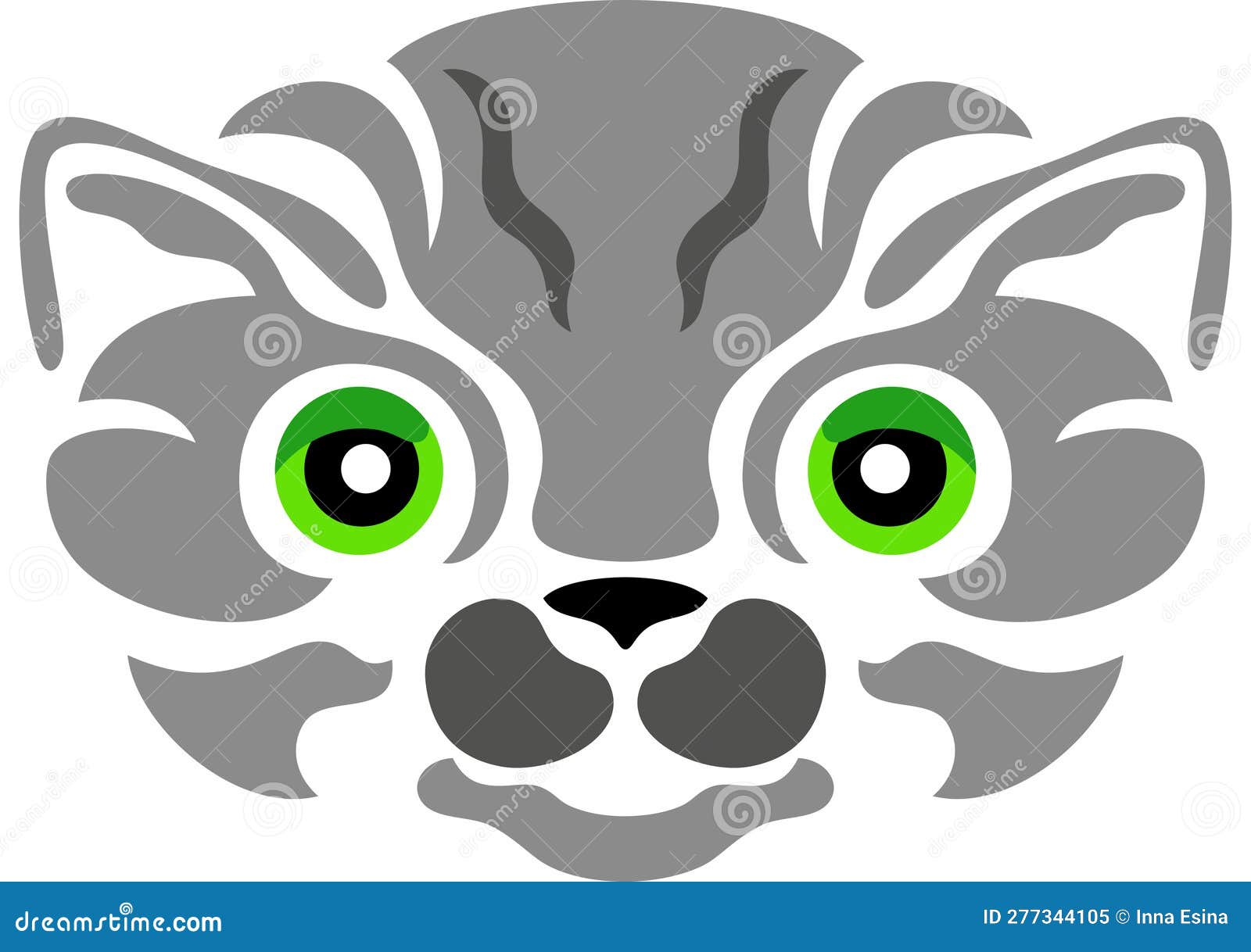 Gray cat with green eyes stock vector. Illustration of vector 277344105