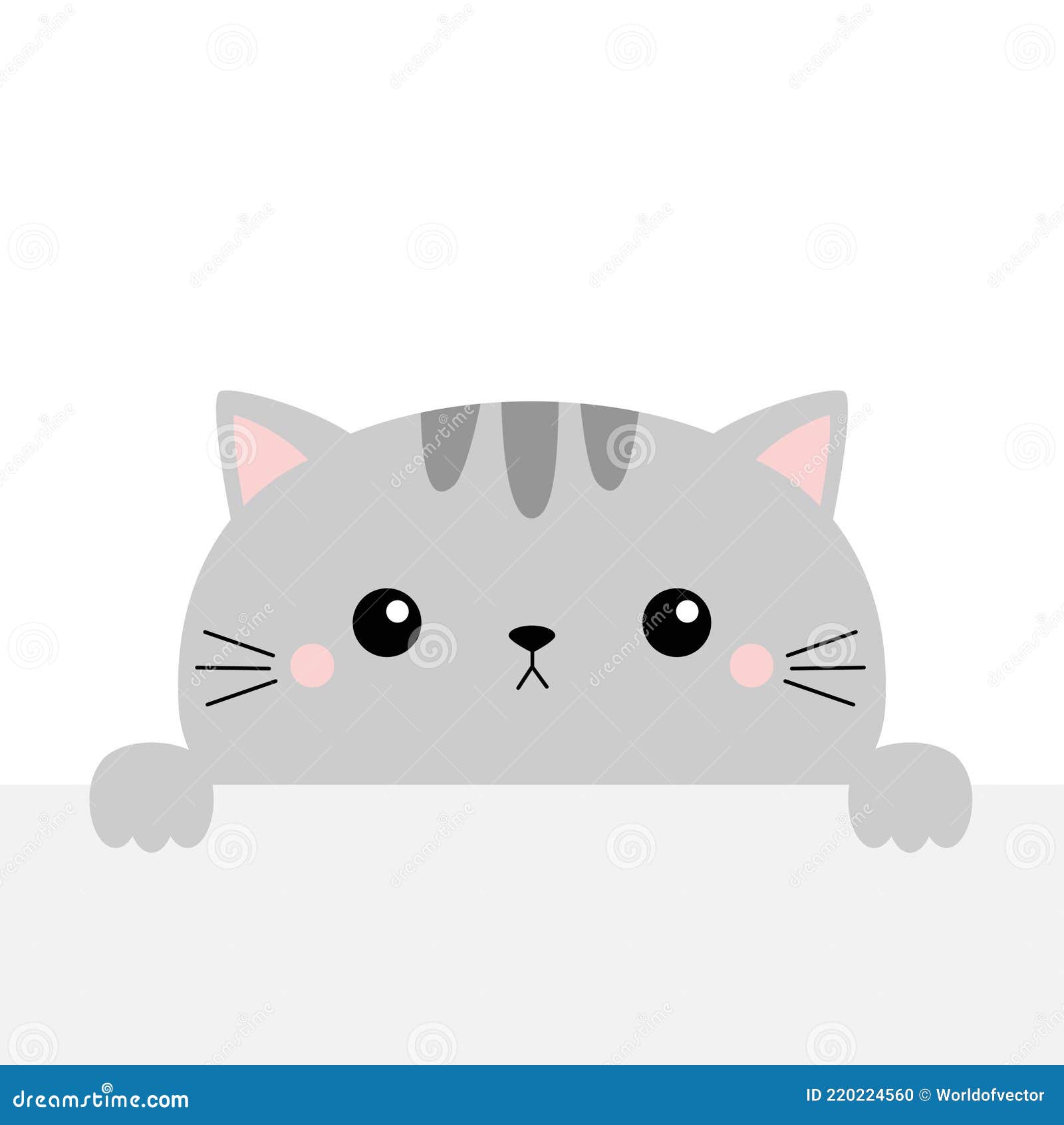 Gray Cat Holding Empty Paper, Table. Cute Cartoon Kawaii Funny Kitten Kitty  Hiding Behind Paper Wall. Typography Print Template Stock Vector -  Illustration Of Holding, Cute: 220224560