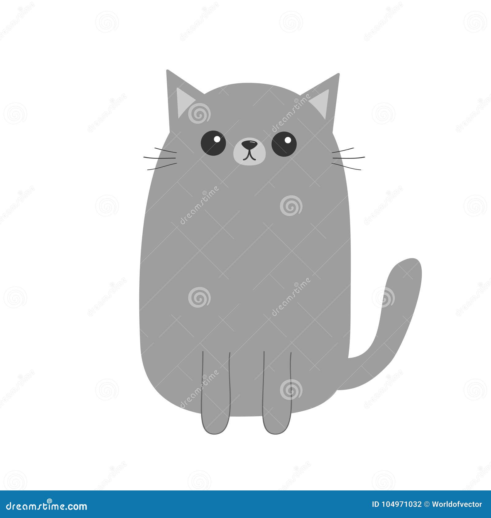 Gray Cat. Cute Kitten Silhouette. Funny Face Head Round Icon