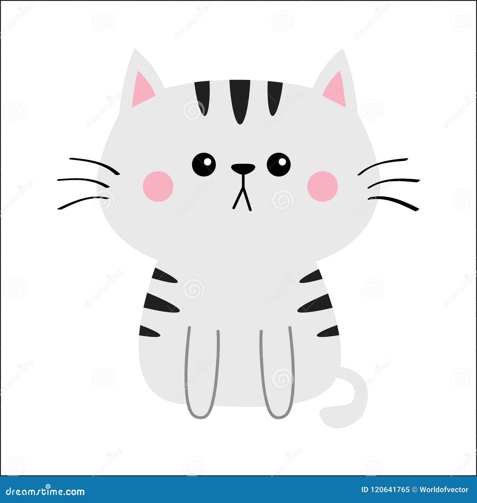 Cute Cat Icon. Gray Kitten Face Head Silhouette. Funny Kawaii