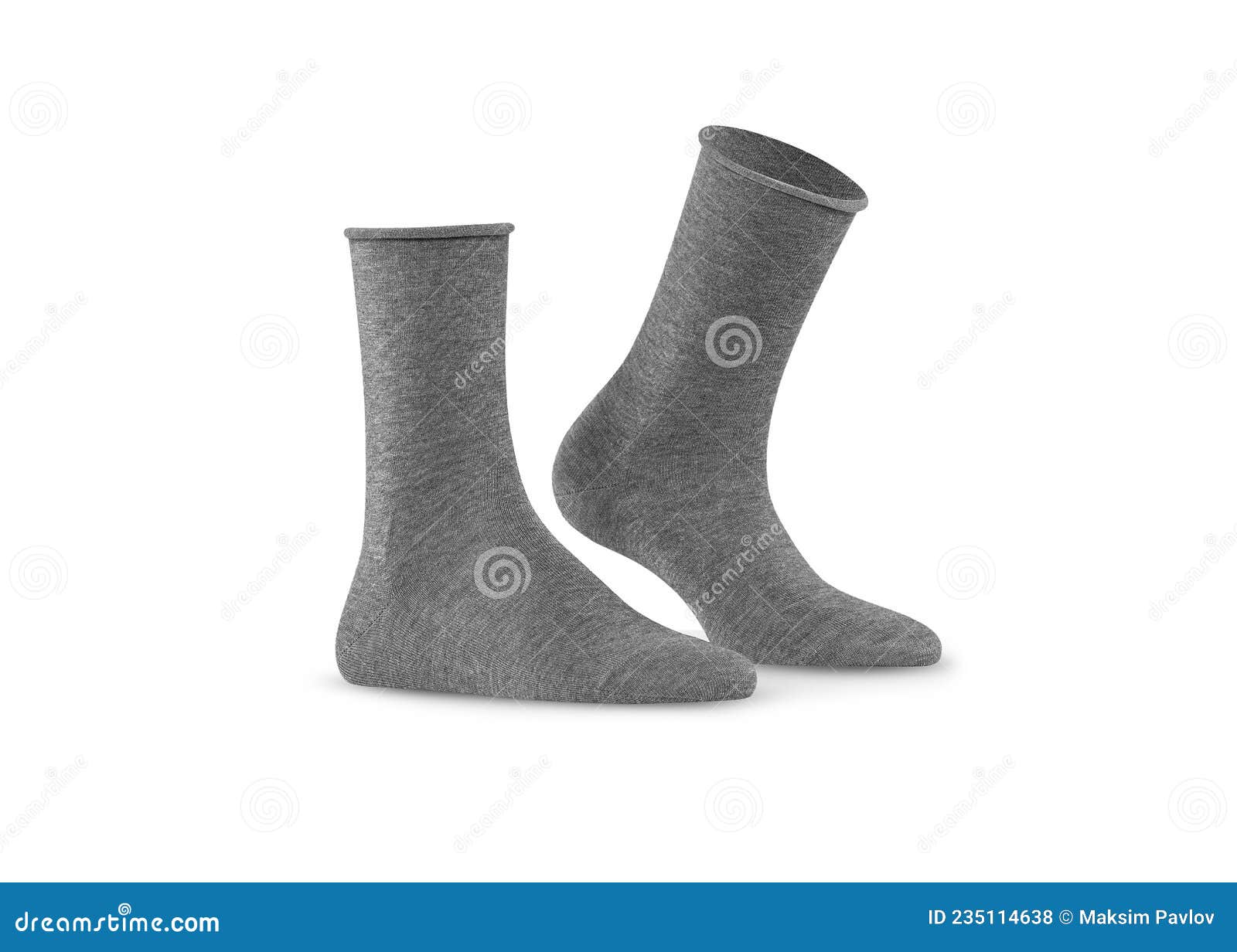 Gray Color Short Mini Socks Mockup for Design Isolated on White ...