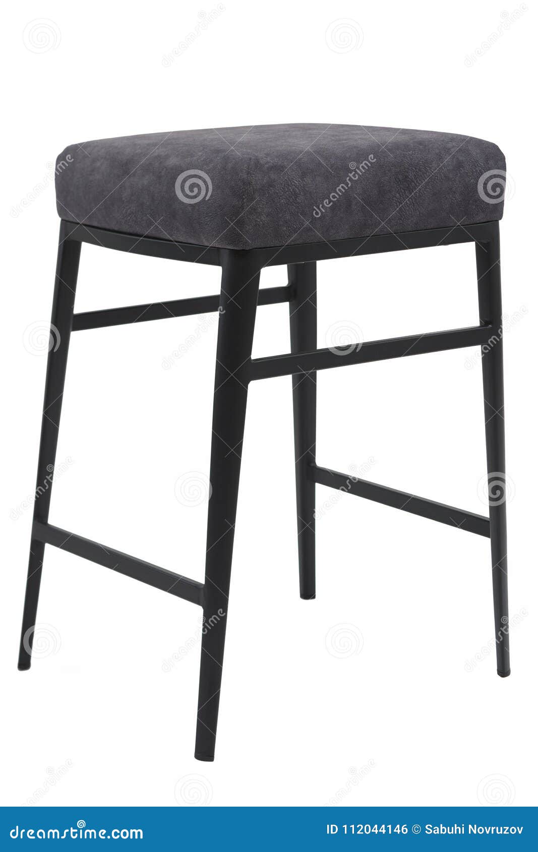 gray color stool. modern er stool on white background. textile stool.