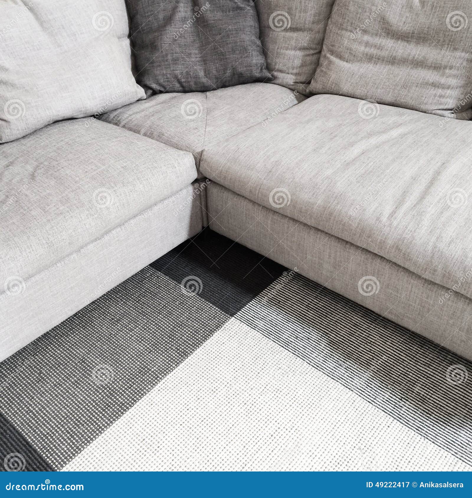 Gray Corner Sofa and Carpet Stock Image Image of furniture, modern