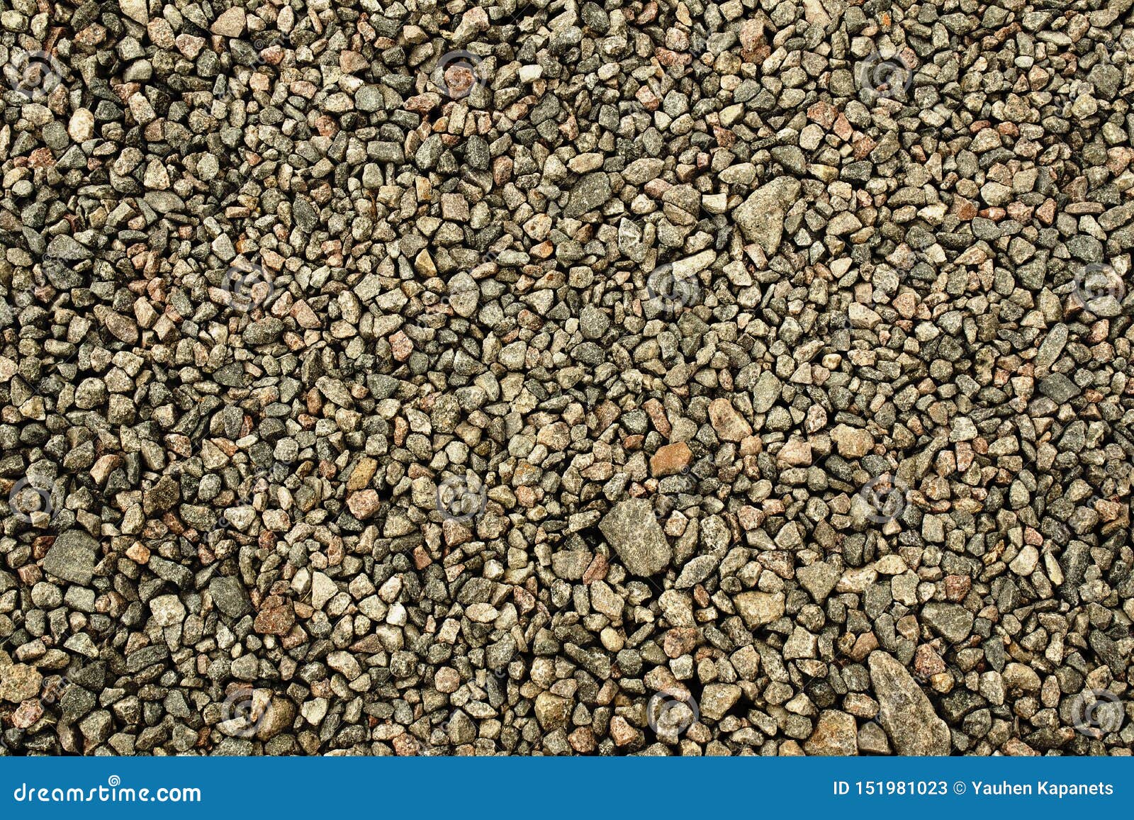 Gray Crushed Stone Granite Landscape and Construction Stock Image