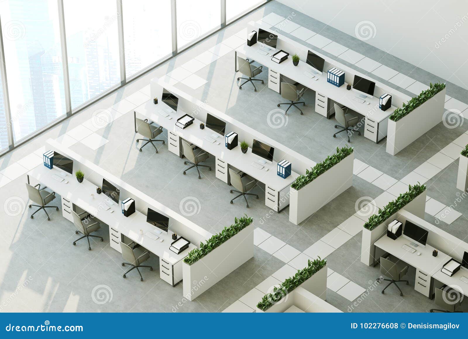 Gray Floor Office, Top View Stock Illustration - Illustration of design,  realistic: 102276608
