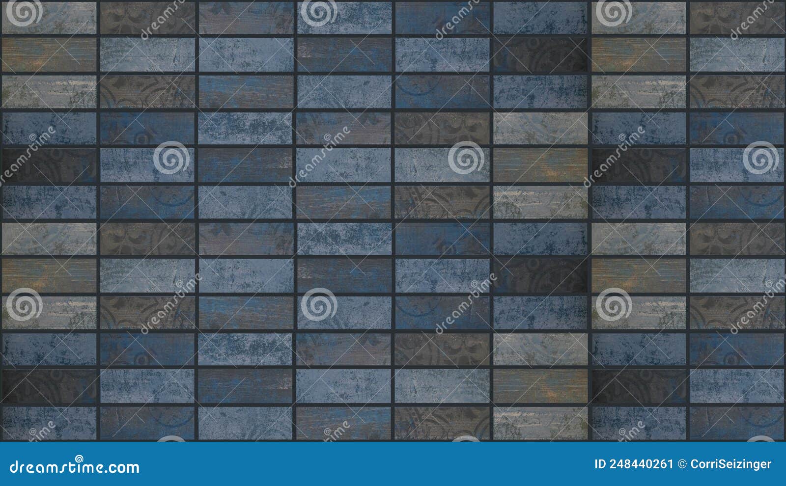 gray grey blue vintage retro geometric rectangular mosaic motif cement concrete tiles texture background
