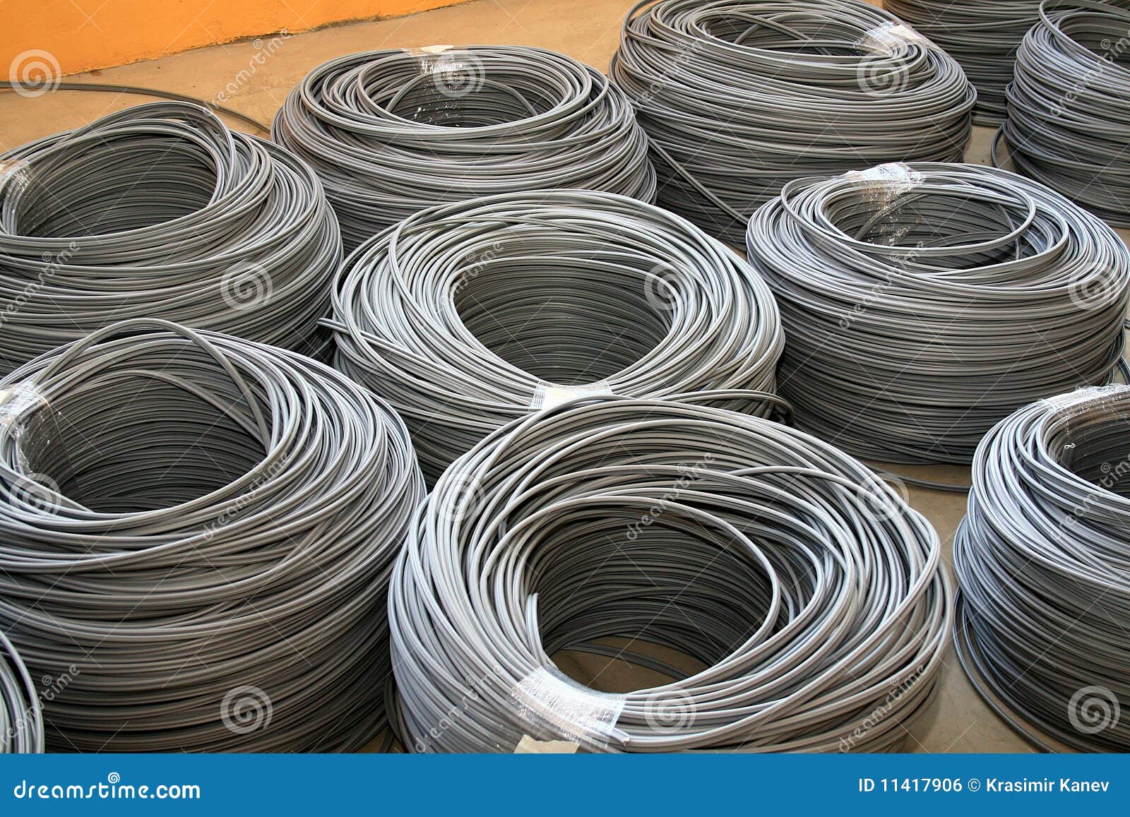 Gray industrial cables stock photo. Image of spool, roll 11417906