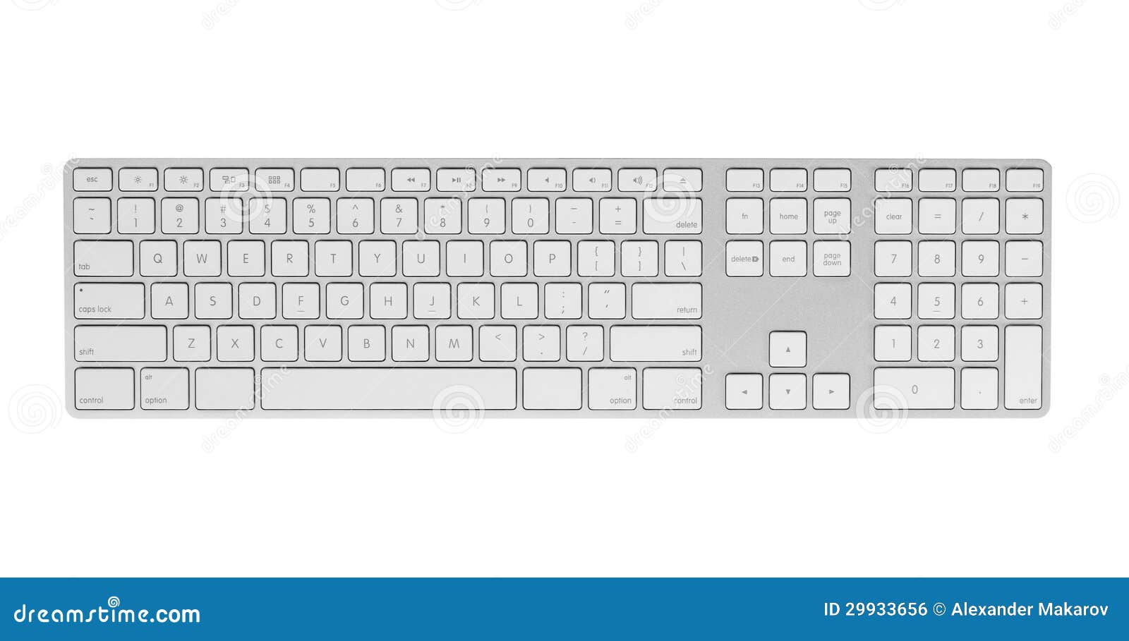 gray keyboard  on white background.