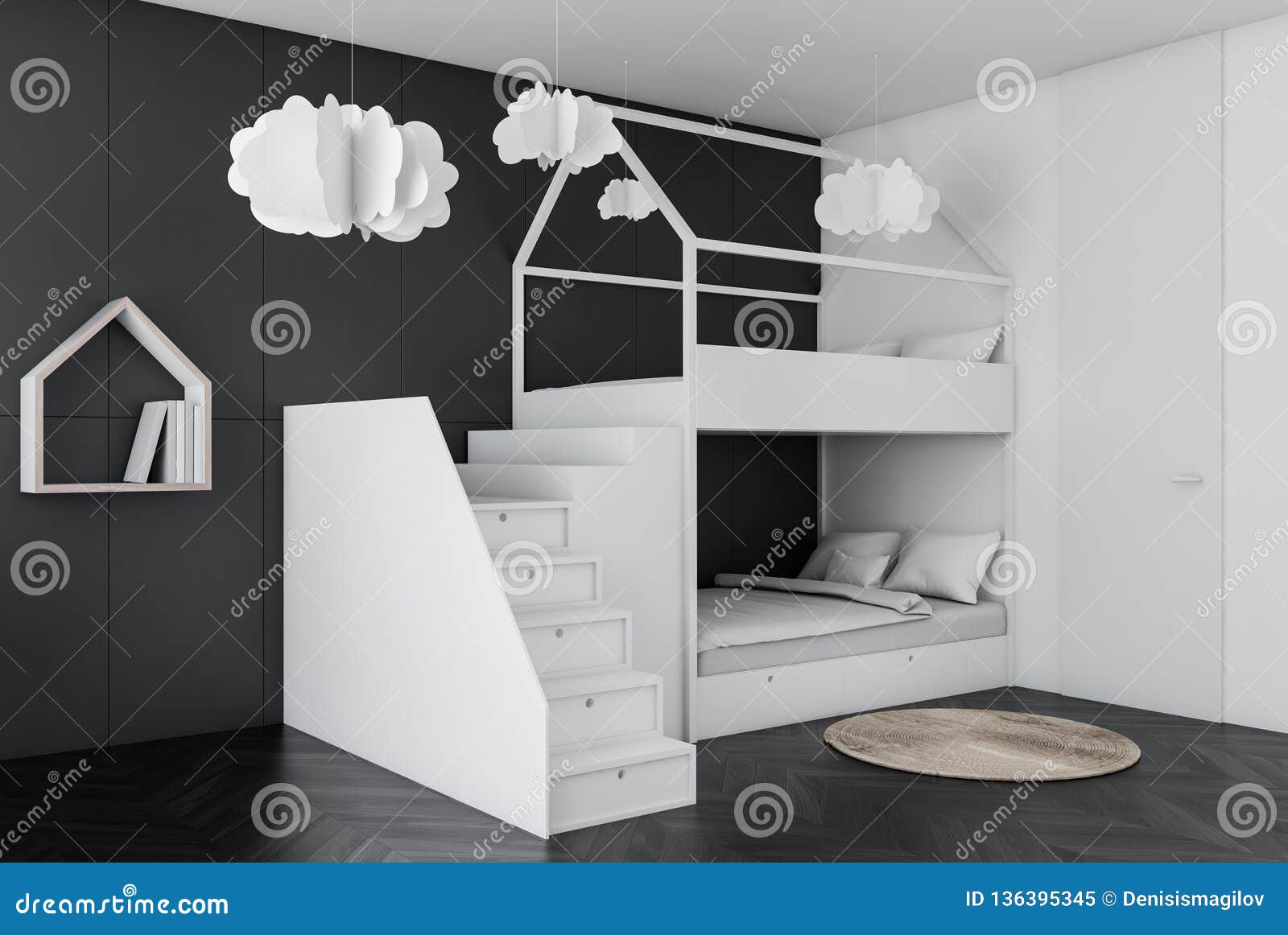 grey and white childrens bedroom