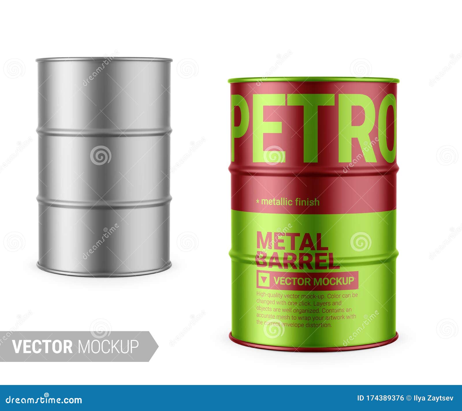 Download Gray Metallic Barrel Mockup Template Stock Illustration Illustration Of Design Clean 174389376