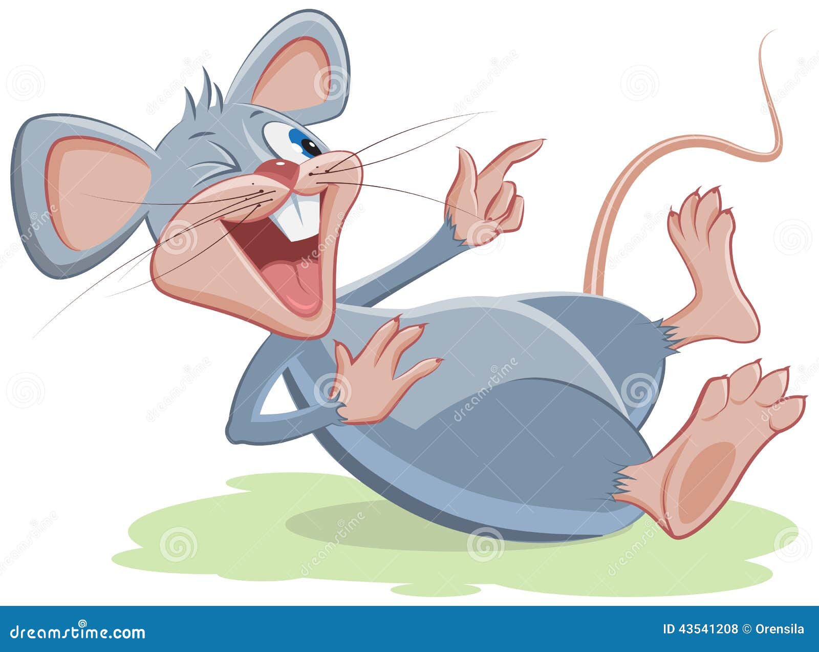 gray mouse lies and laughs