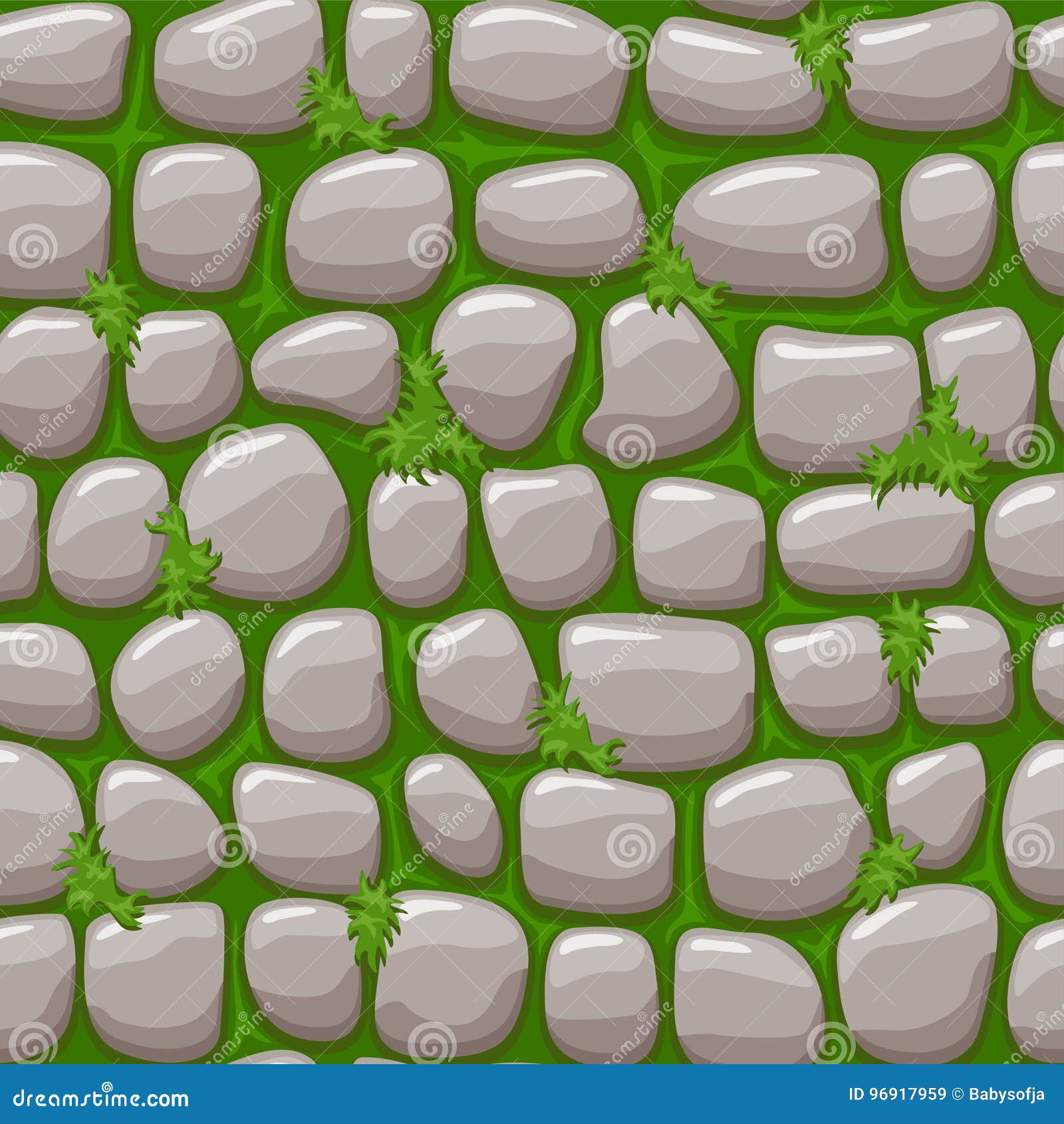 Gray Old Stone on Grass Texture, Cartoon Seamless Background Stock Vector -  Illustration of nature, floor: 96917959