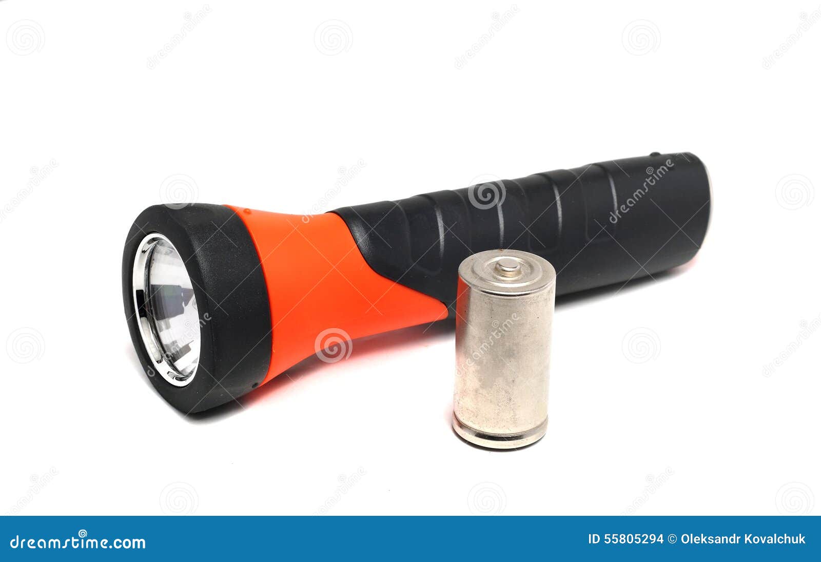 Grayorange flashlight stock photo. Image of battery 55805294