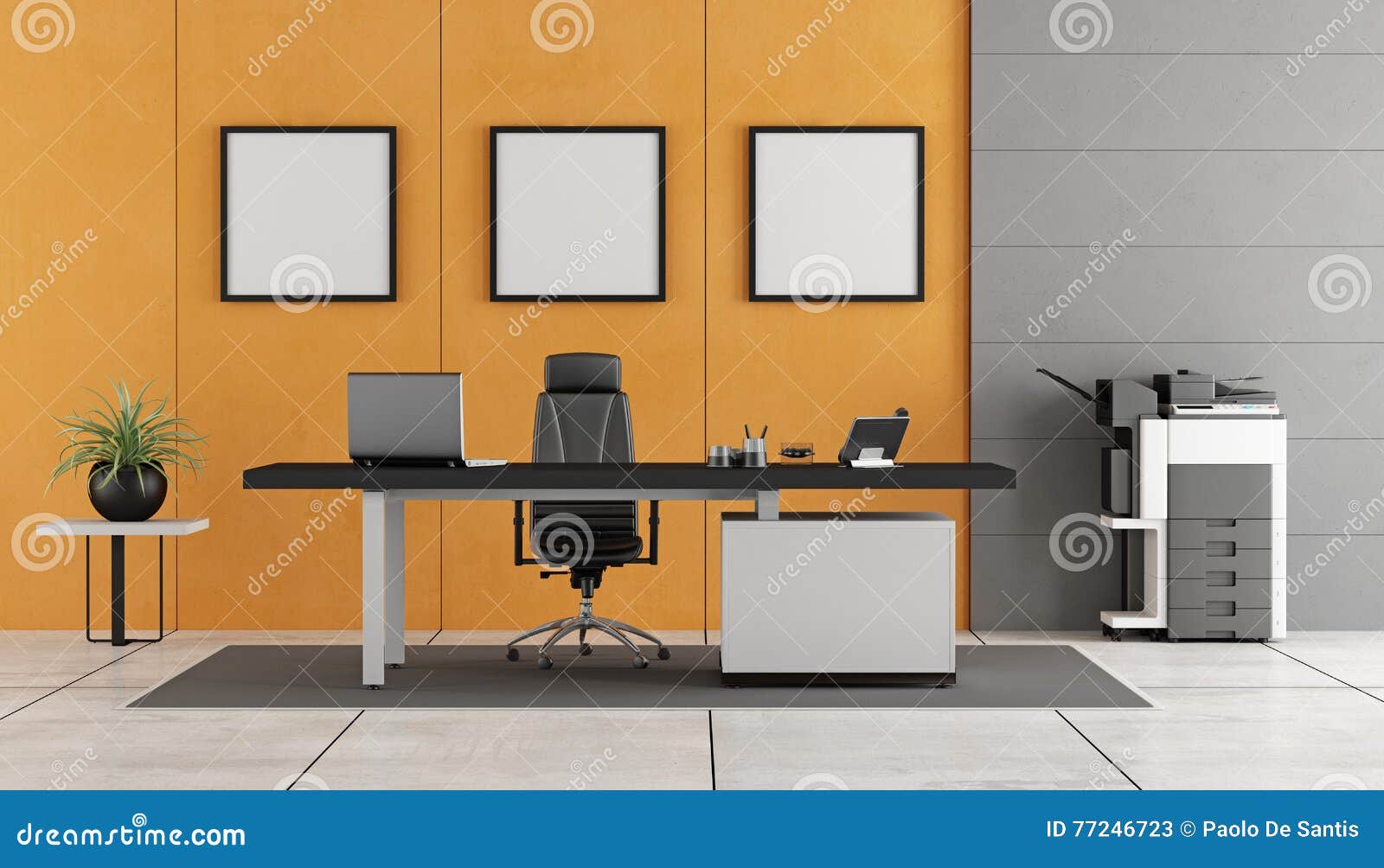 Gray and Orange Modern Office Stock Illustration Illustration of multifunction, office 77246723