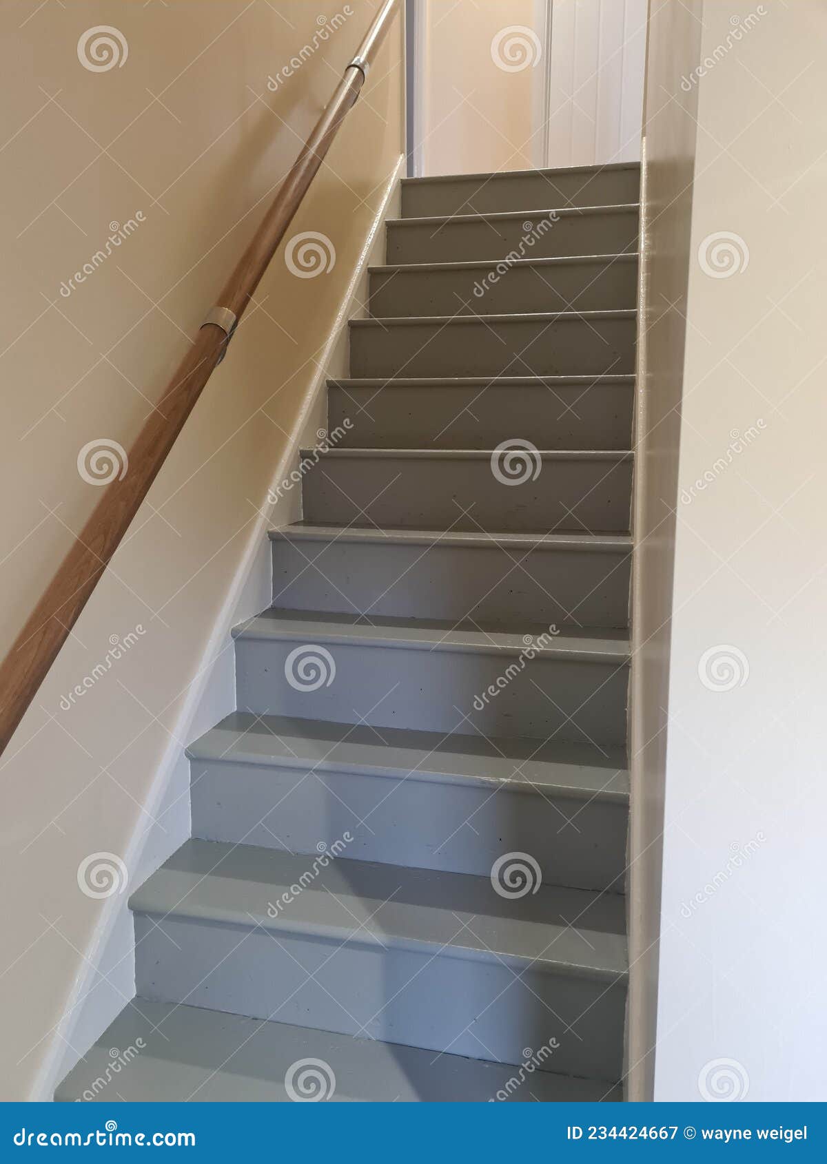 Gray Painted Stairs with Hand Rail Stock Image Image of painted
