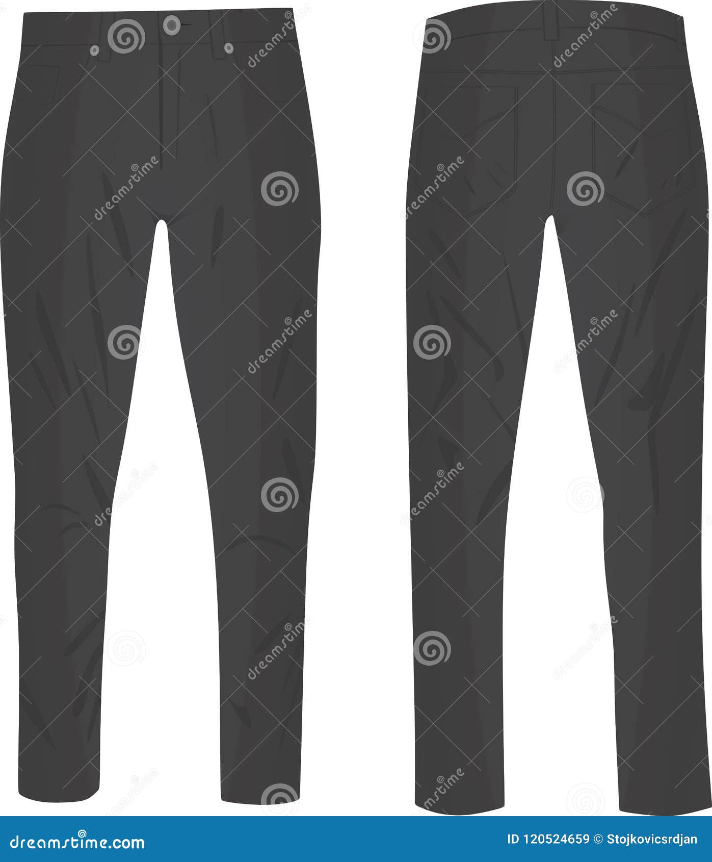 Gray Pants, Front and Back View Stock Vector - Illustration of gray ...
