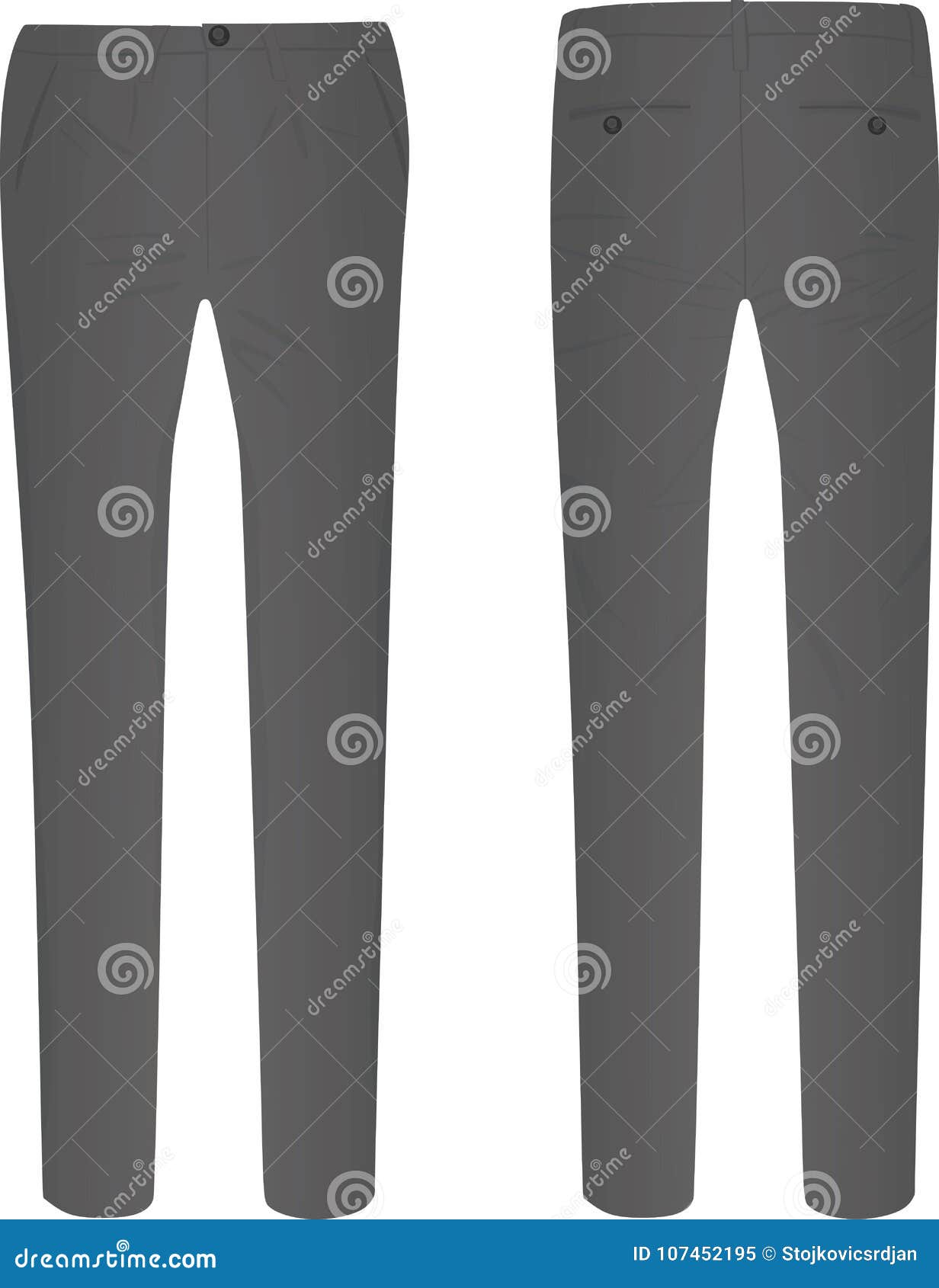 Gray Pants, Front and Back View Stock Vector - Illustration of clear ...