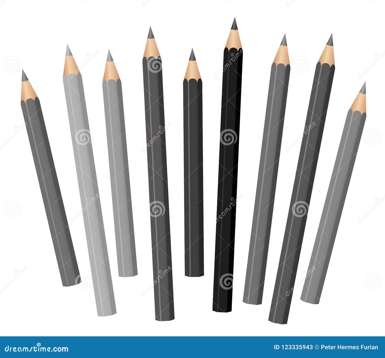 Gray Pencils Shades Tones Set Stock Vector Illustration of collection