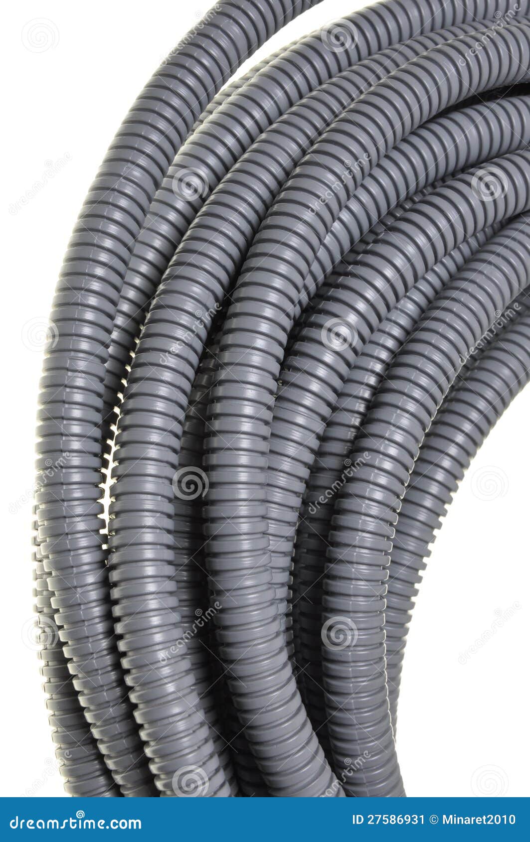Gray Plastic Corrugated Pipes Stock Image Image of power, buried