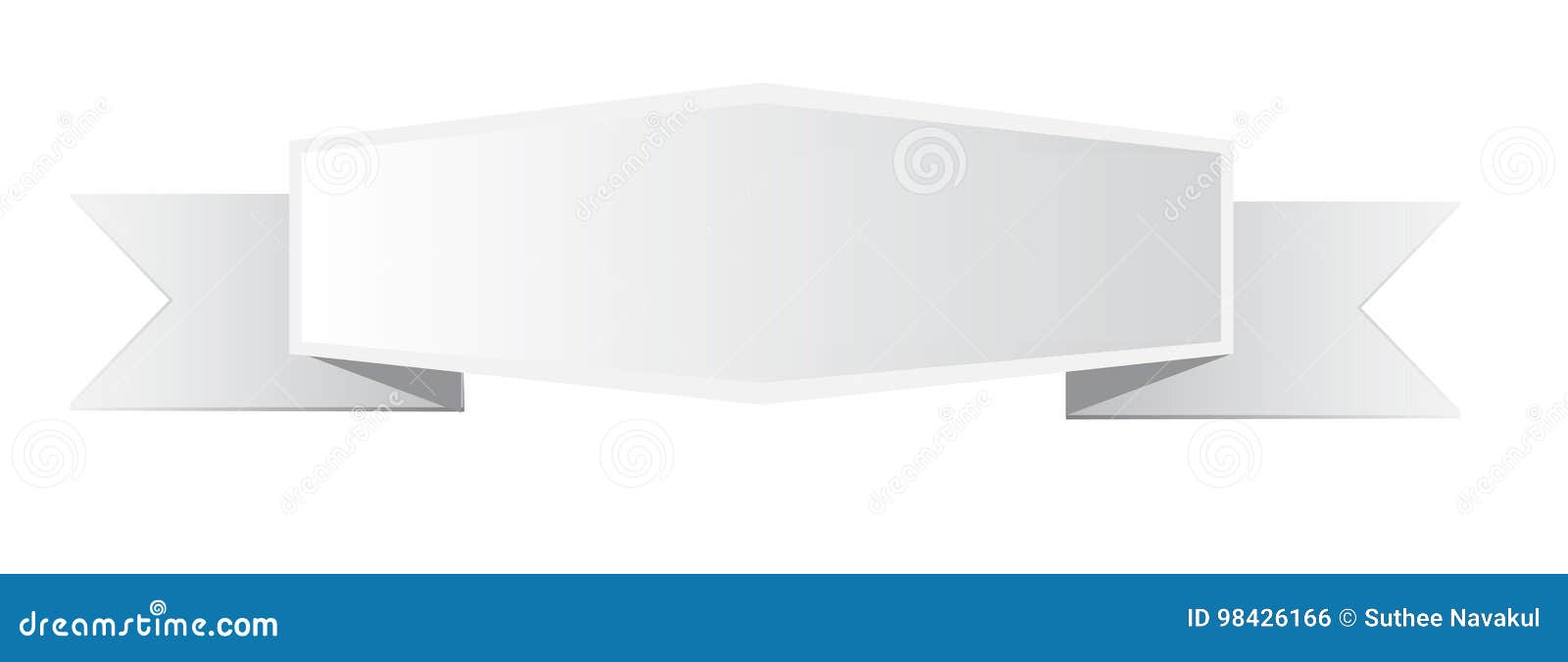 Gray Ribbon Banner on White Background. Stock Illustration