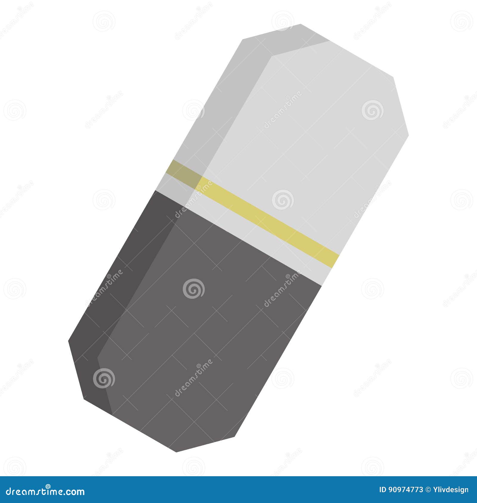 Gray Rubber Pencil Eraser Icon Isolated Stock Vector Illustration of
