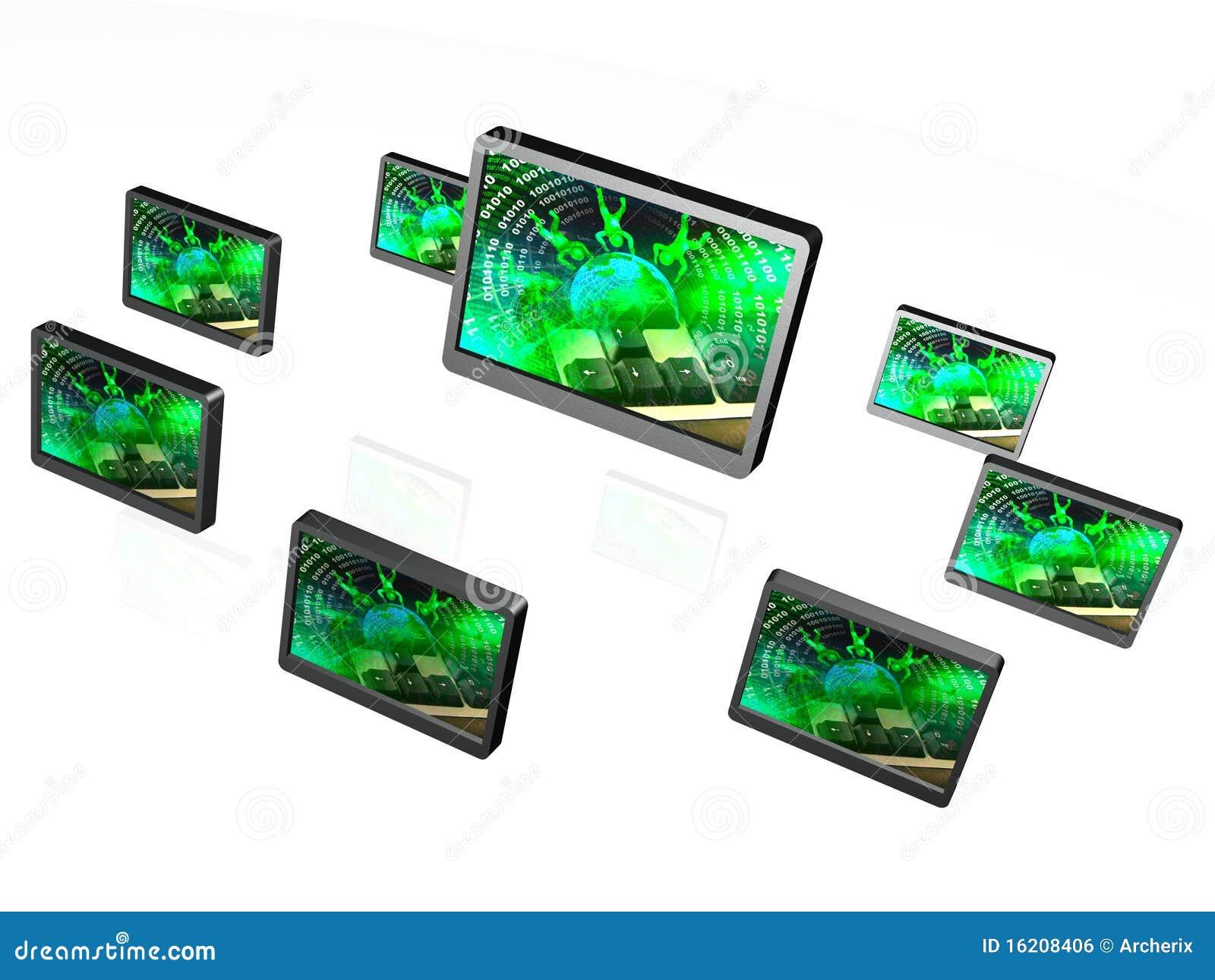 Gray screens with pictures stock illustration. Illustration of computer