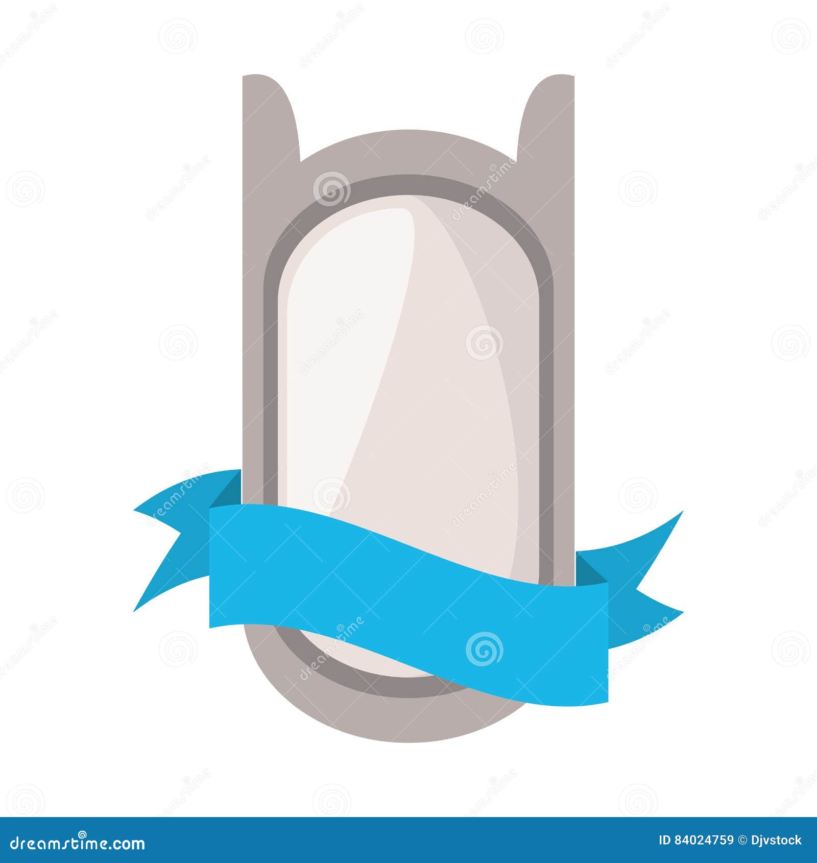 Gray Shield Badge Shadow Blue Ribbon Stock Illustration Illustration