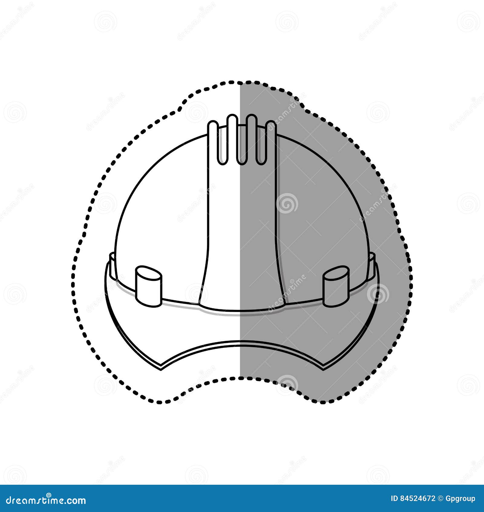 Gray Silhouette Dotted Sticker Construction Helmet Icon Stock Vector ...